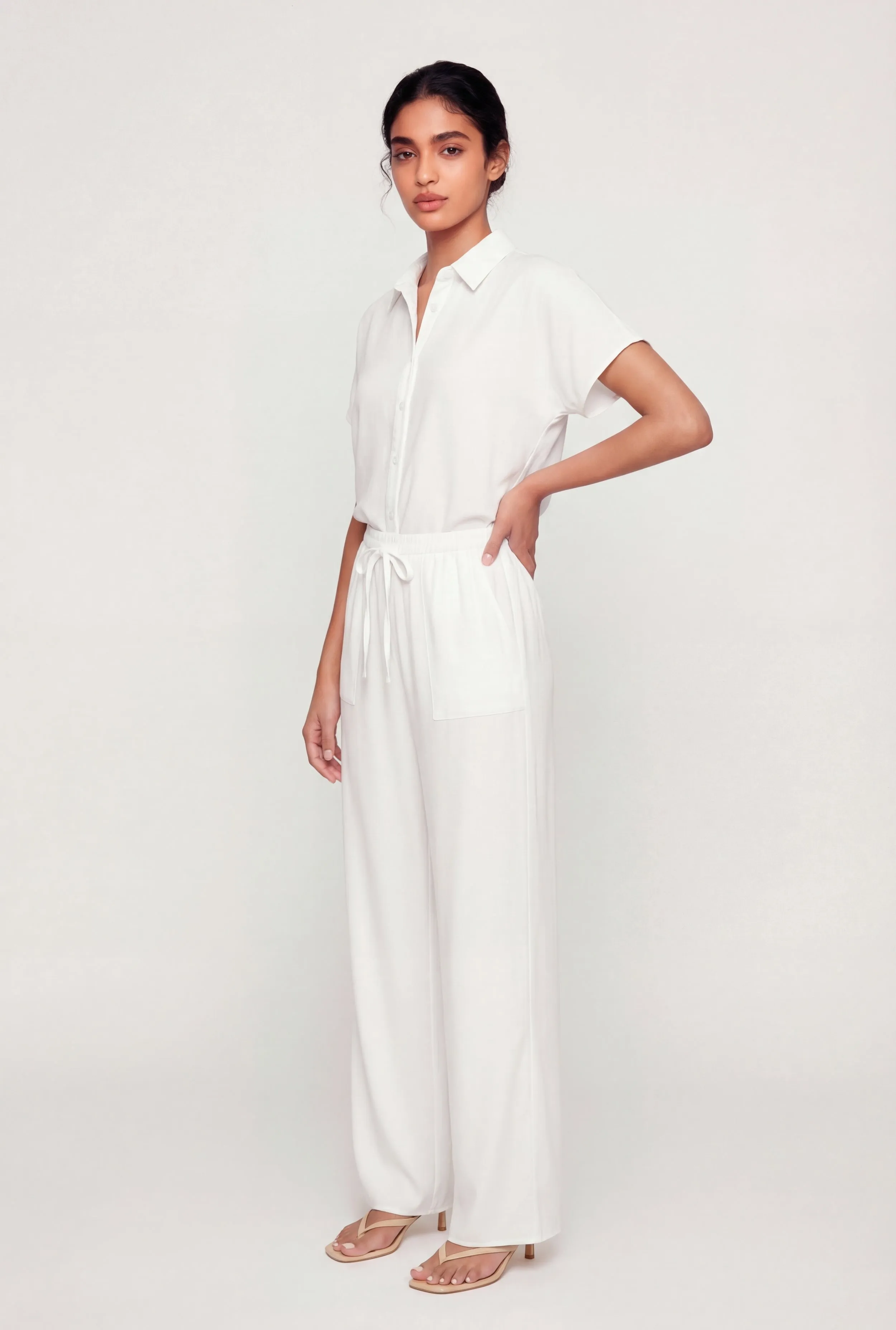 Crepe Knit Drawstring Detail Wide Leg Pants sold by Rainbow product image thumbnail 2