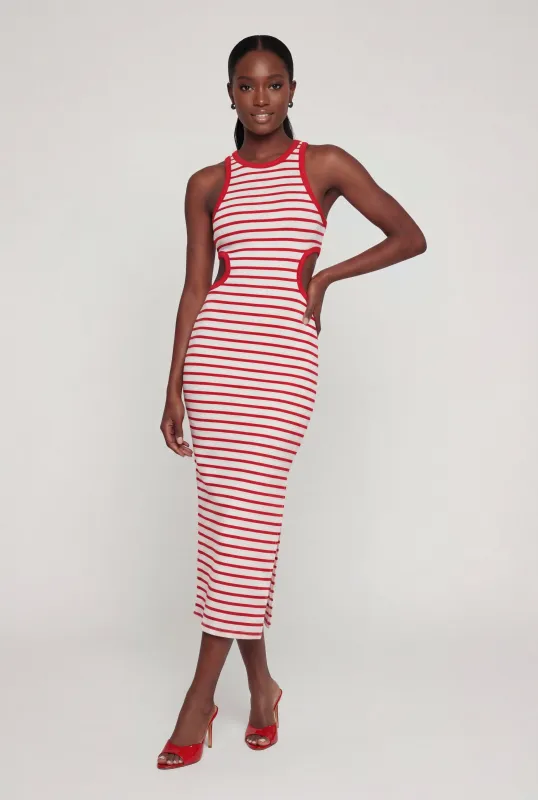 Striped Rib Knit Cutout Side Racerback Dress made by Rainbow