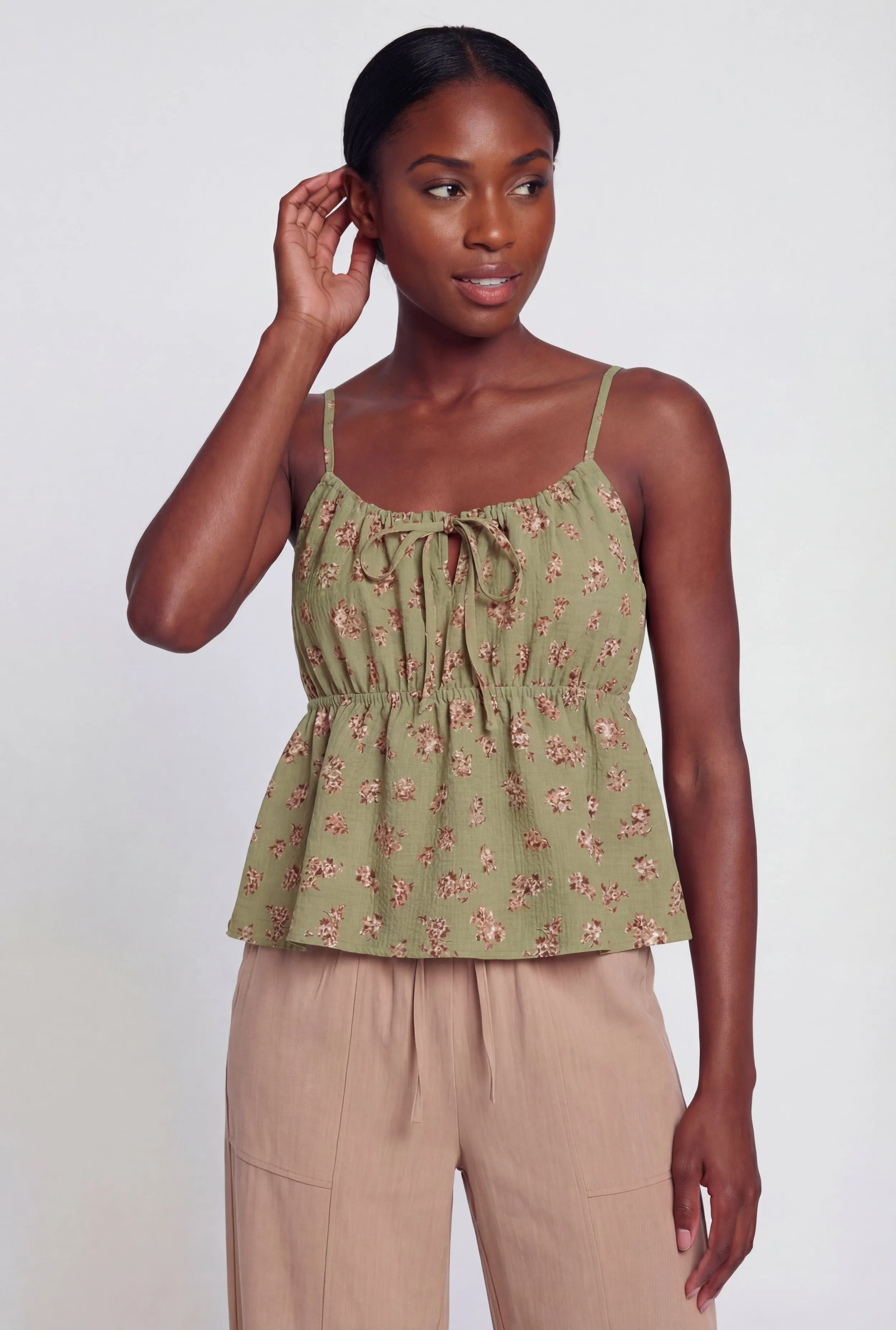 Floral Print Tie Front Keyhole Detail Top sold by Rainbow product image thumbnail 5