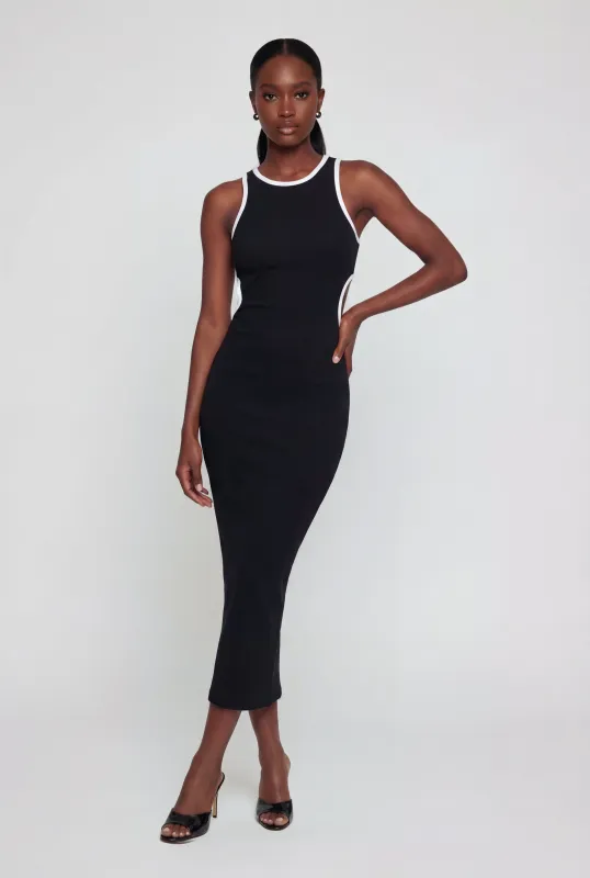 Contrast Trim Side Cut Out Midi Dress made by Rainbow