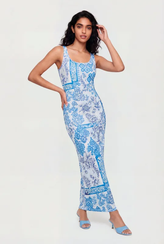 Patterned Mesh Maxi Tank Dress made by Rainbow