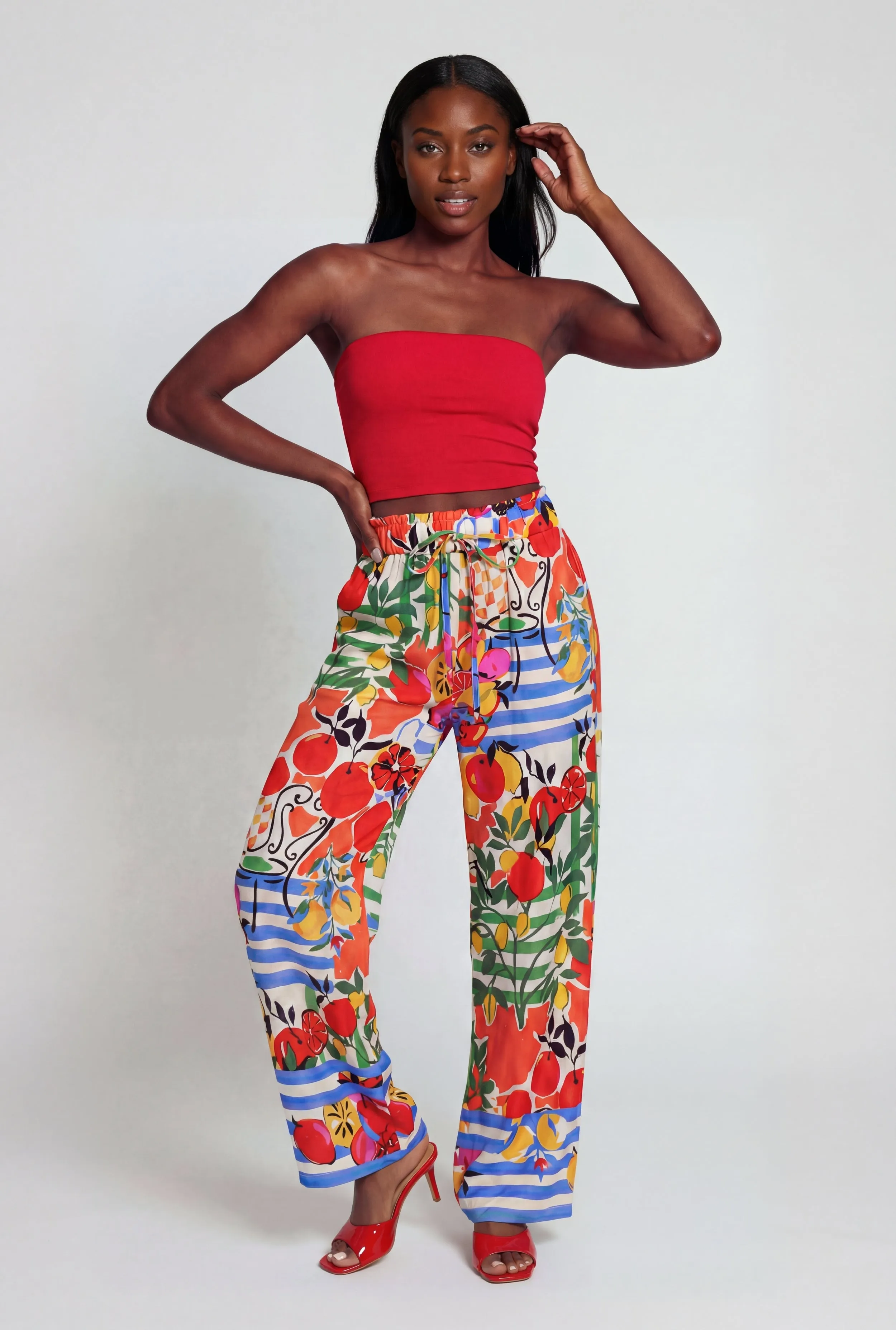 Patterned Paper Bag Waist Wide Leg Pants sold by Rainbow product image thumbnail 2