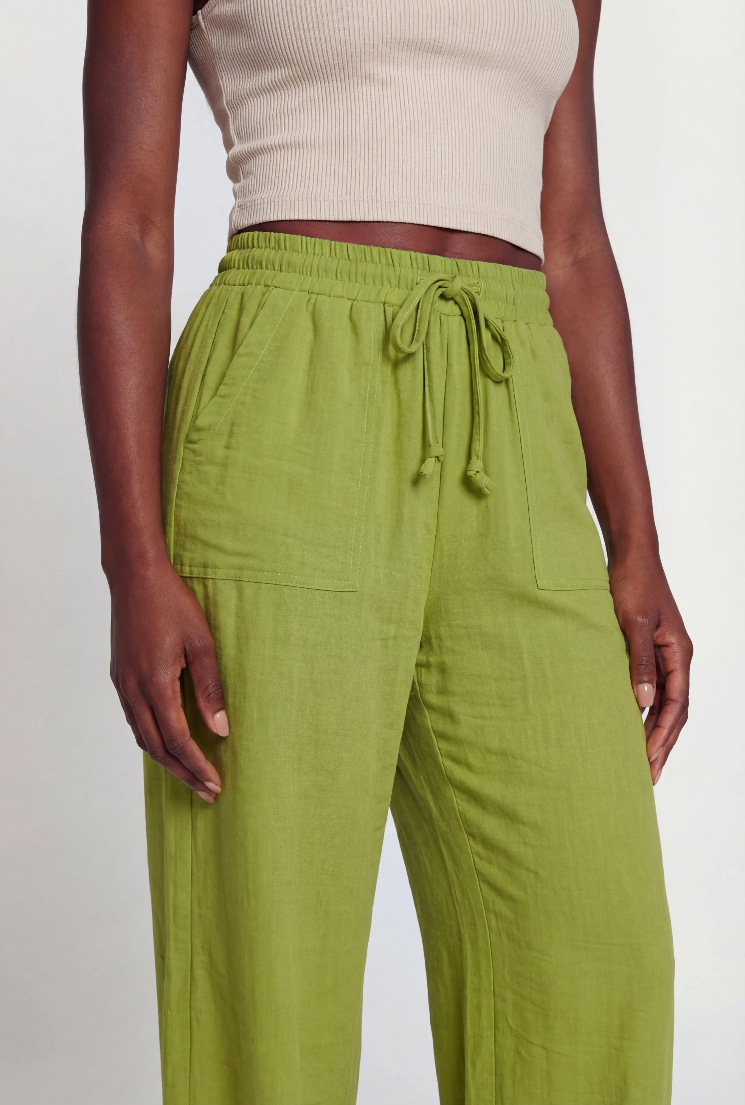 Crepe Knit Drawstring Waist Straight Leg Pants sold by Rainbow product image thumbnail 3