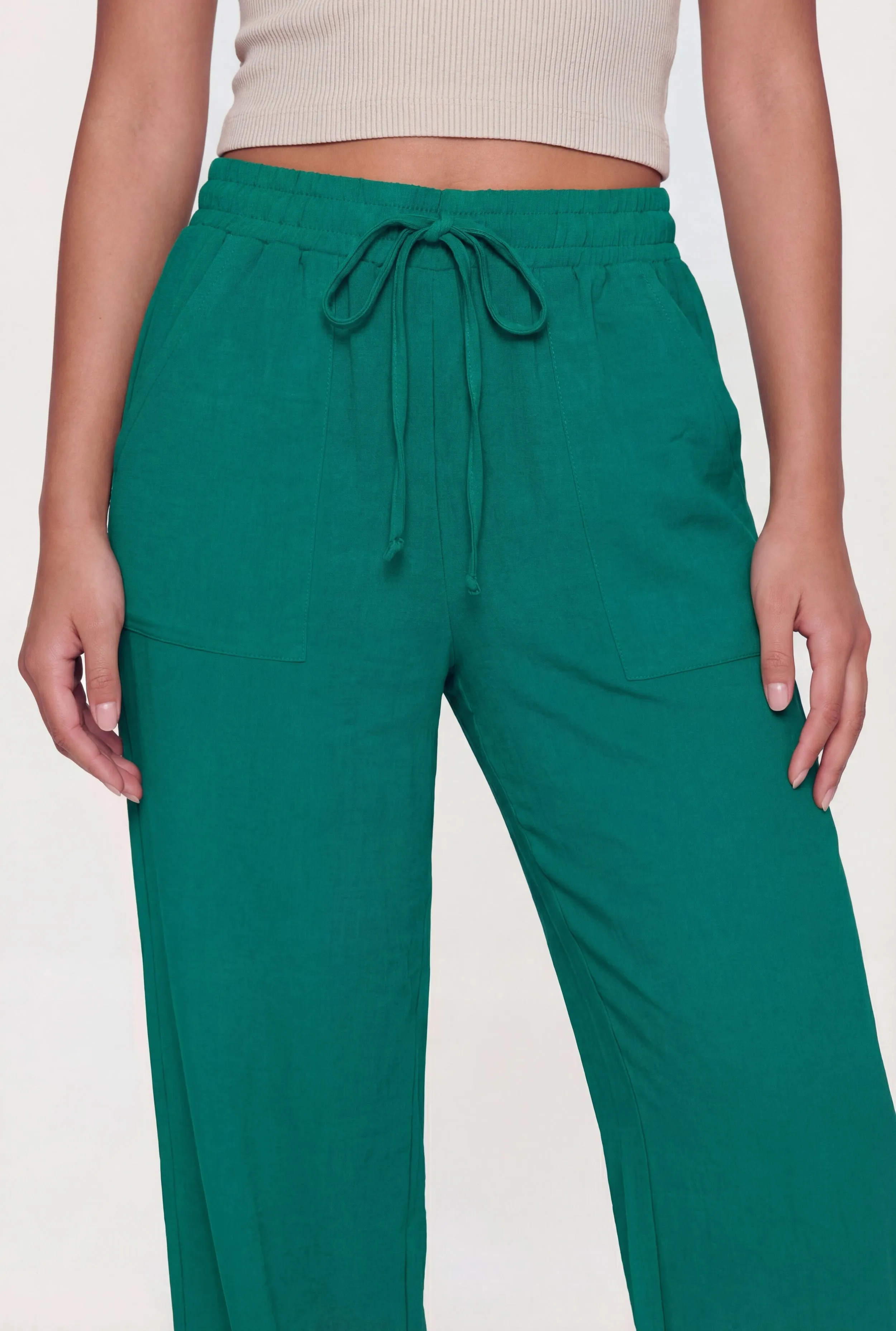 Crepe Knit Drawstring Waist Straight Leg Pants sold by Rainbow product image thumbnail 3