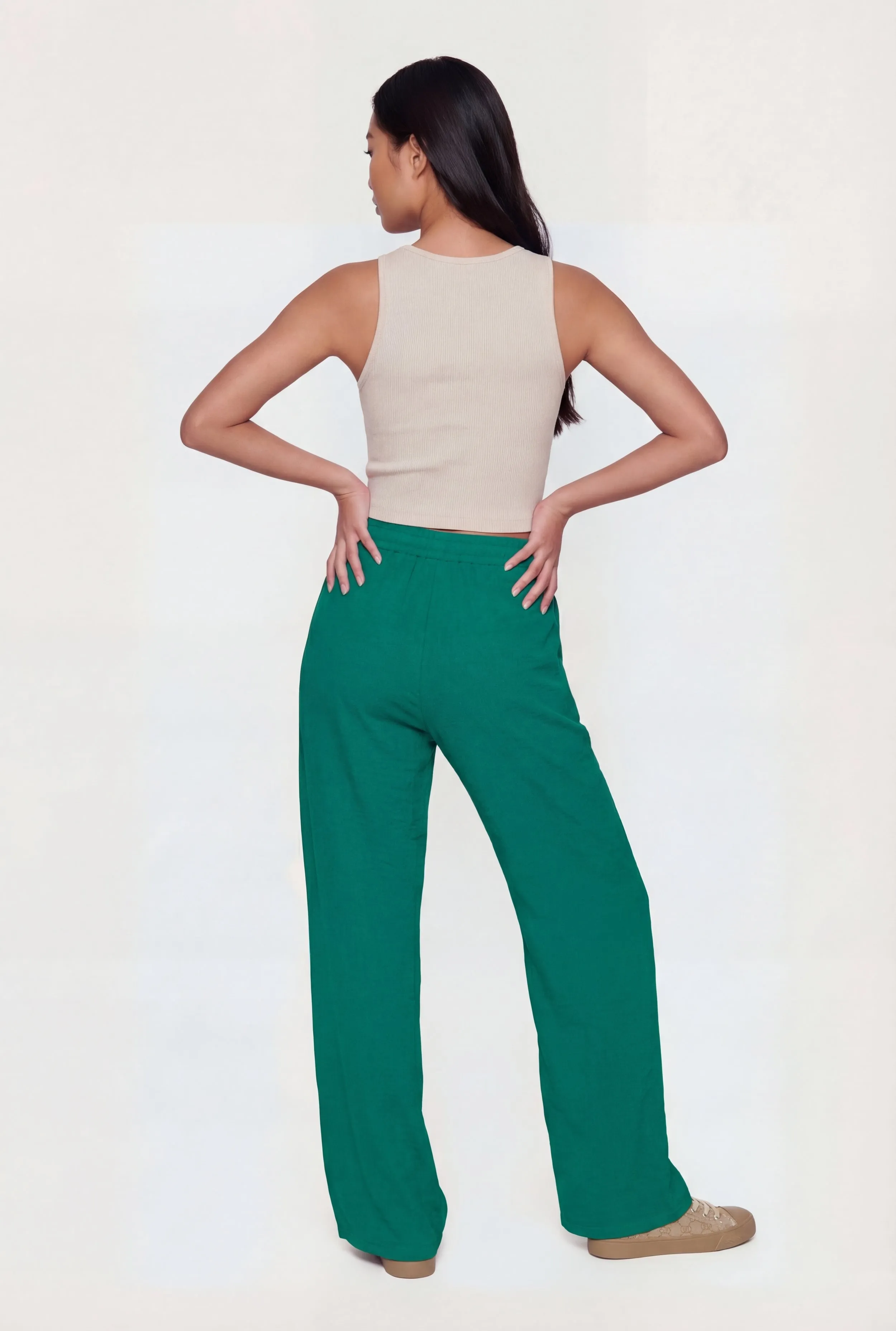 Crepe Knit Drawstring Waist Straight Leg Pants sold by Rainbow product image thumbnail 5