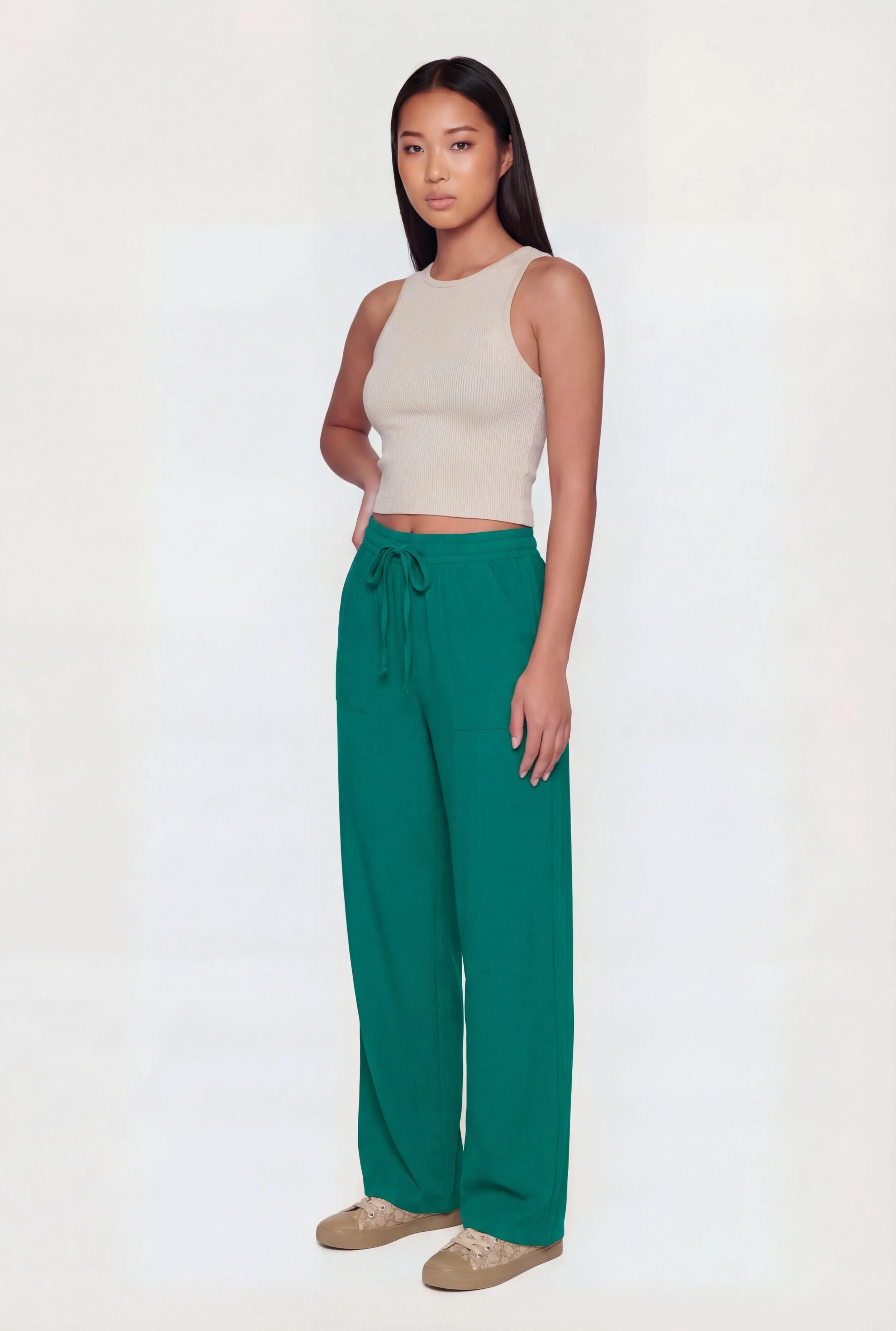 Crepe Knit Drawstring Waist Straight Leg Pants sold by Rainbow product image thumbnail 2