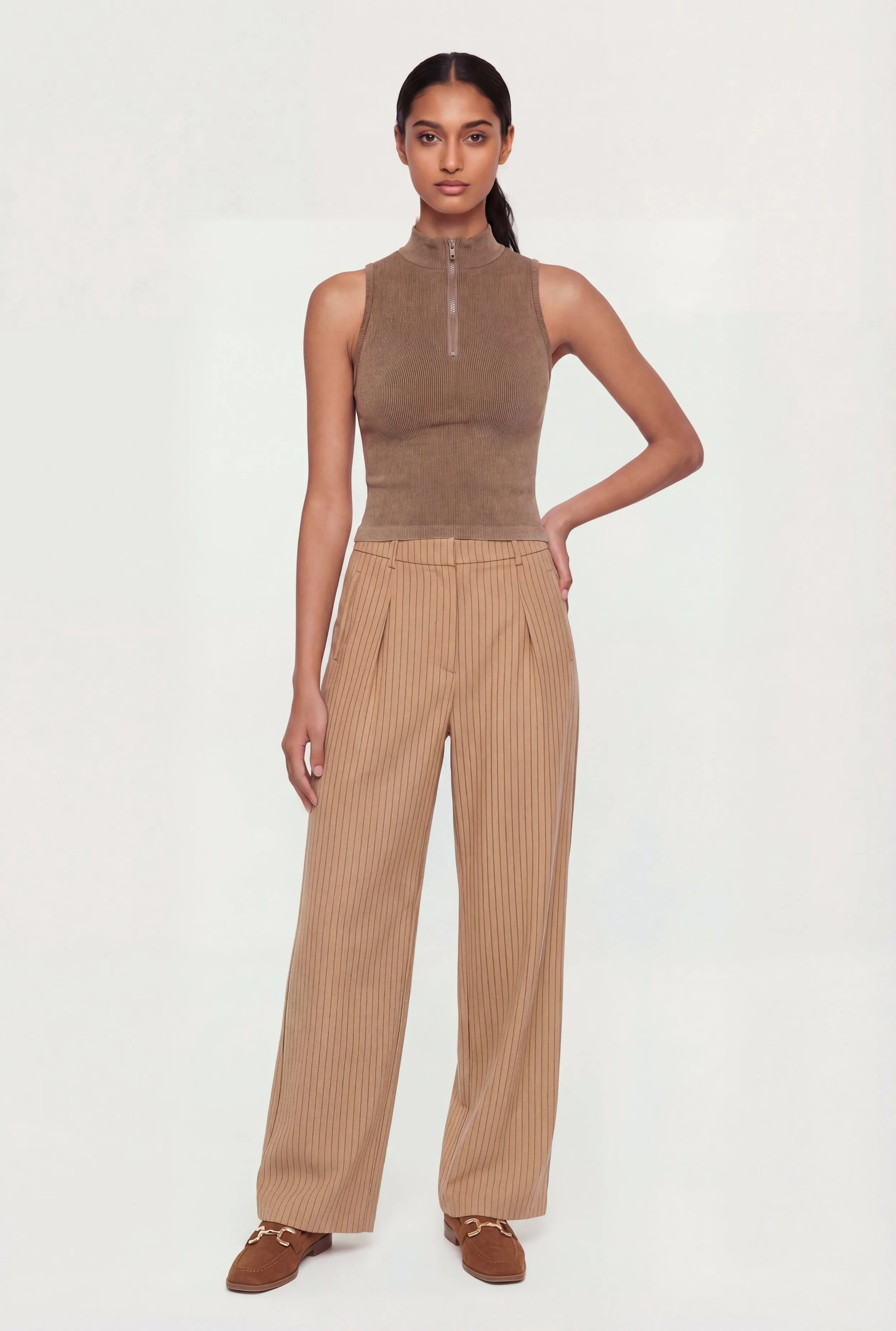 Striped High Waisted Straight Leg Pants sold by Rainbow