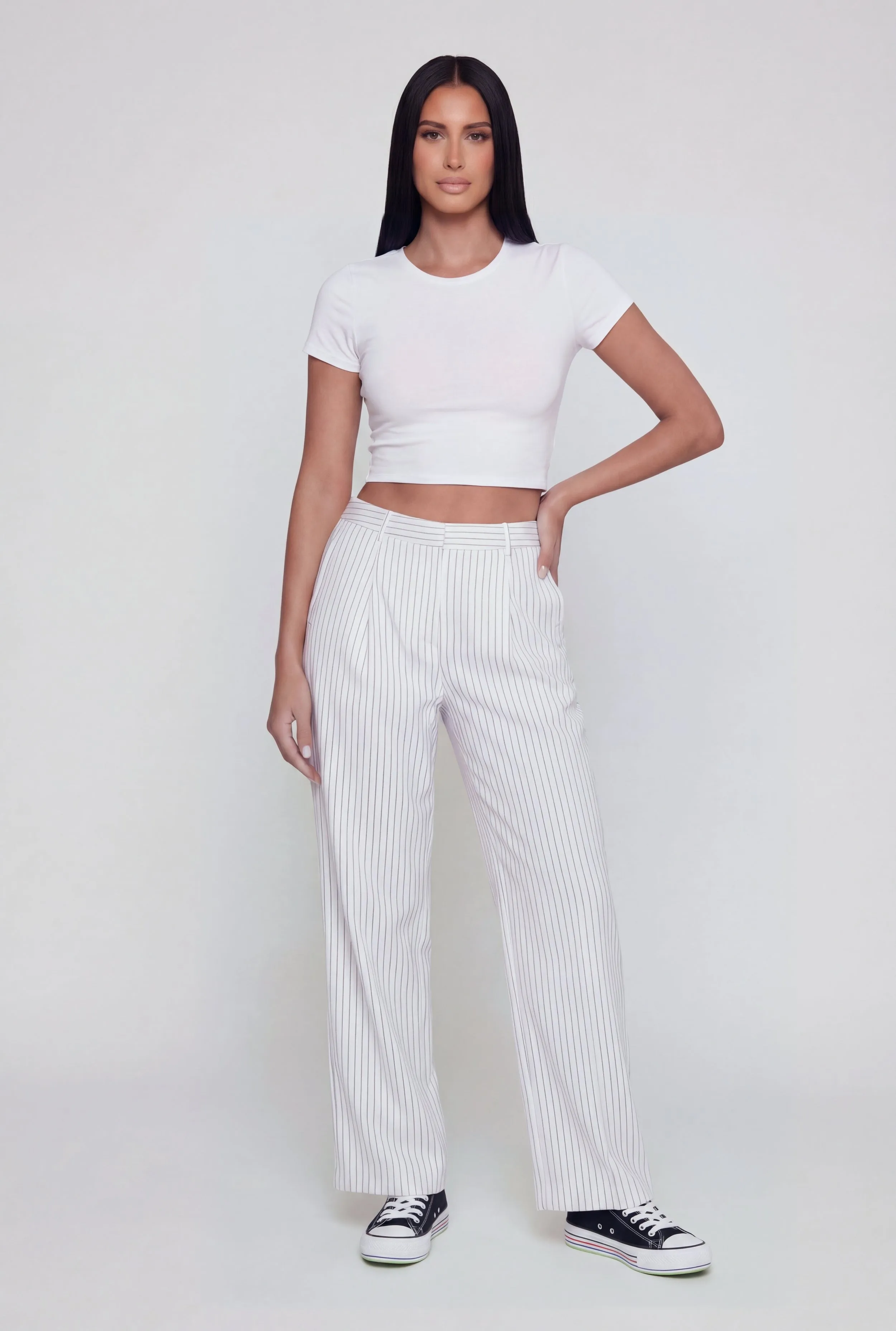 Striped High Waisted Straight Leg Pants sold by Rainbow