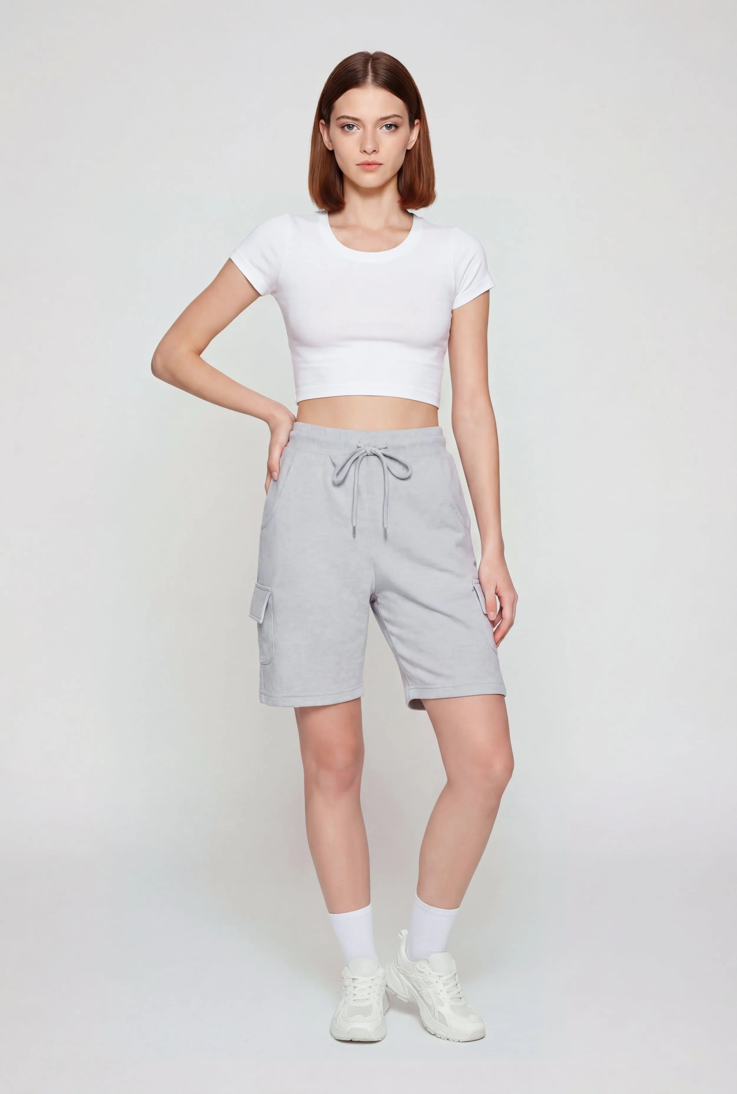 Drawstring Waist Cargo Sweatshorts sold by Rainbow