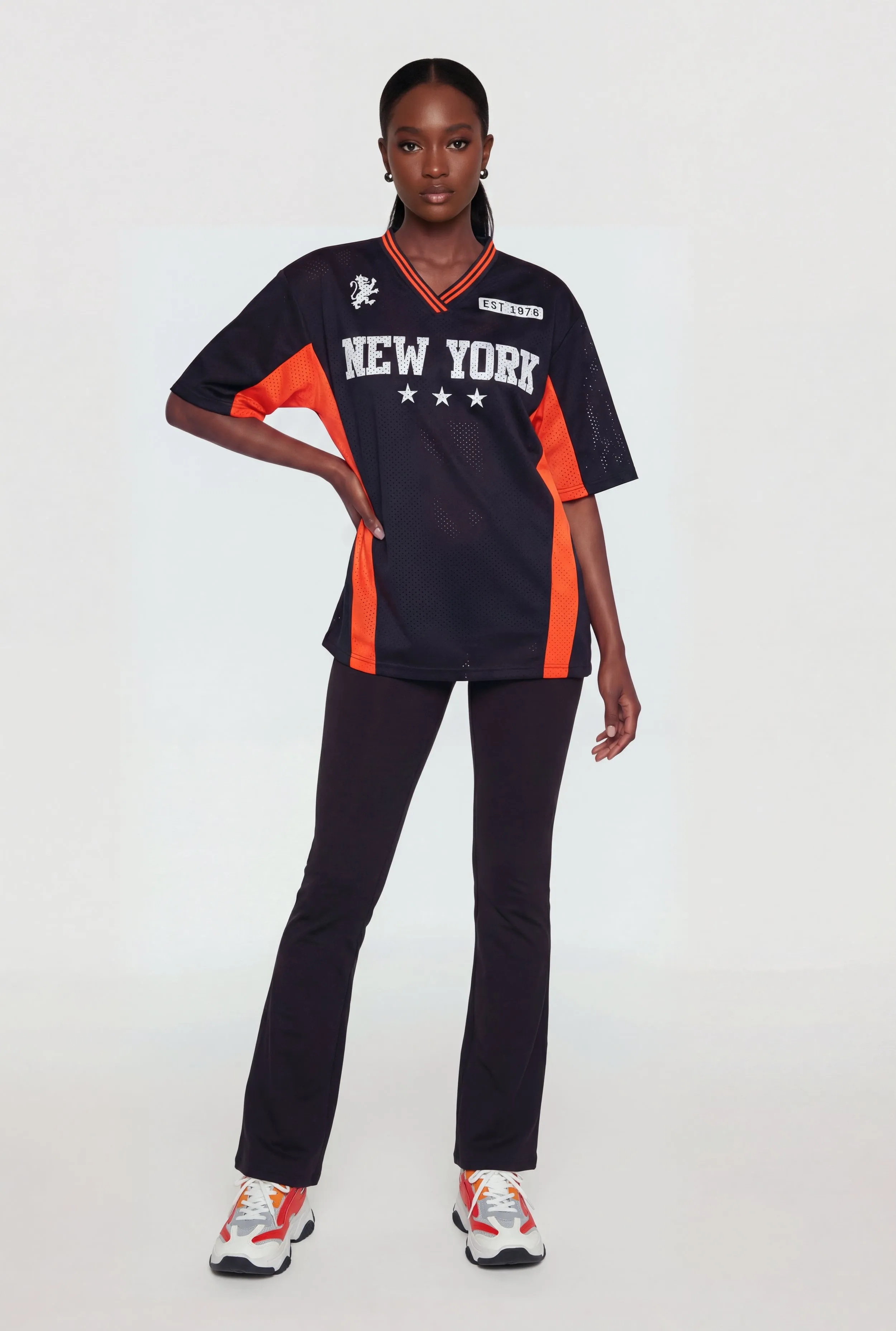 New York Graphic Short Sleeve V-Neck Jersey sold by Rainbow
