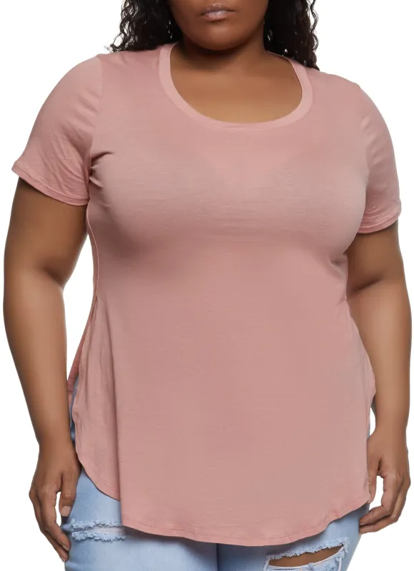 Plus Size Basic Split Hem Tee made by Ambiance