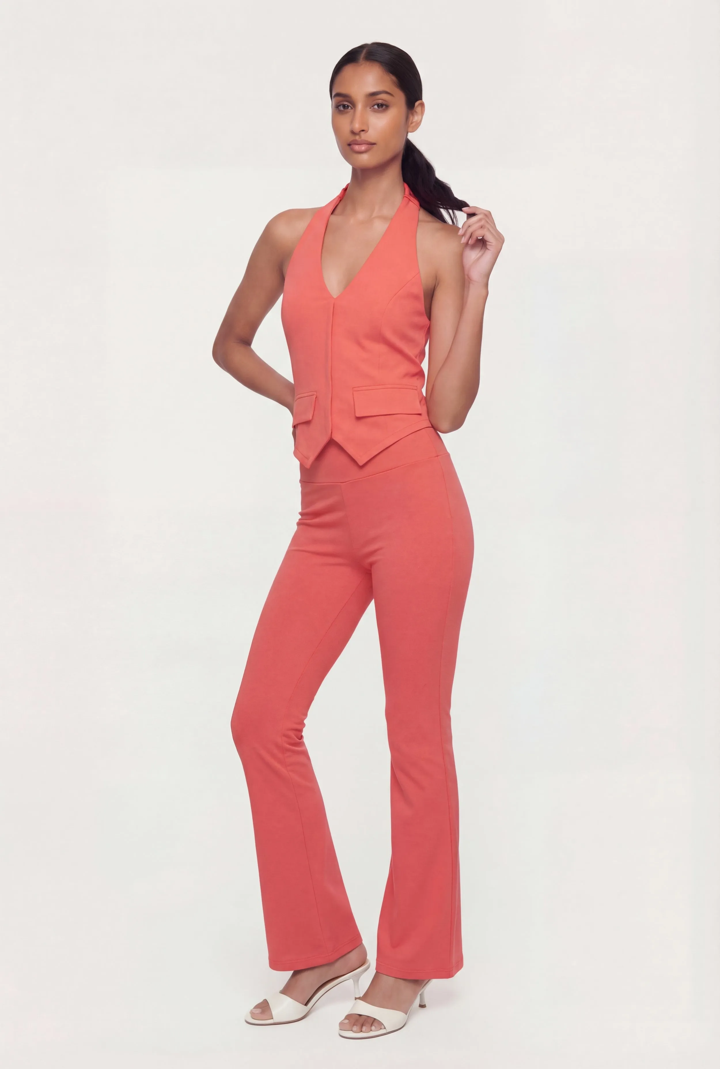 Elastic Halter Neck Flap Pocket Pintuck Detail Blouse sold by Rainbow product image thumbnail 3