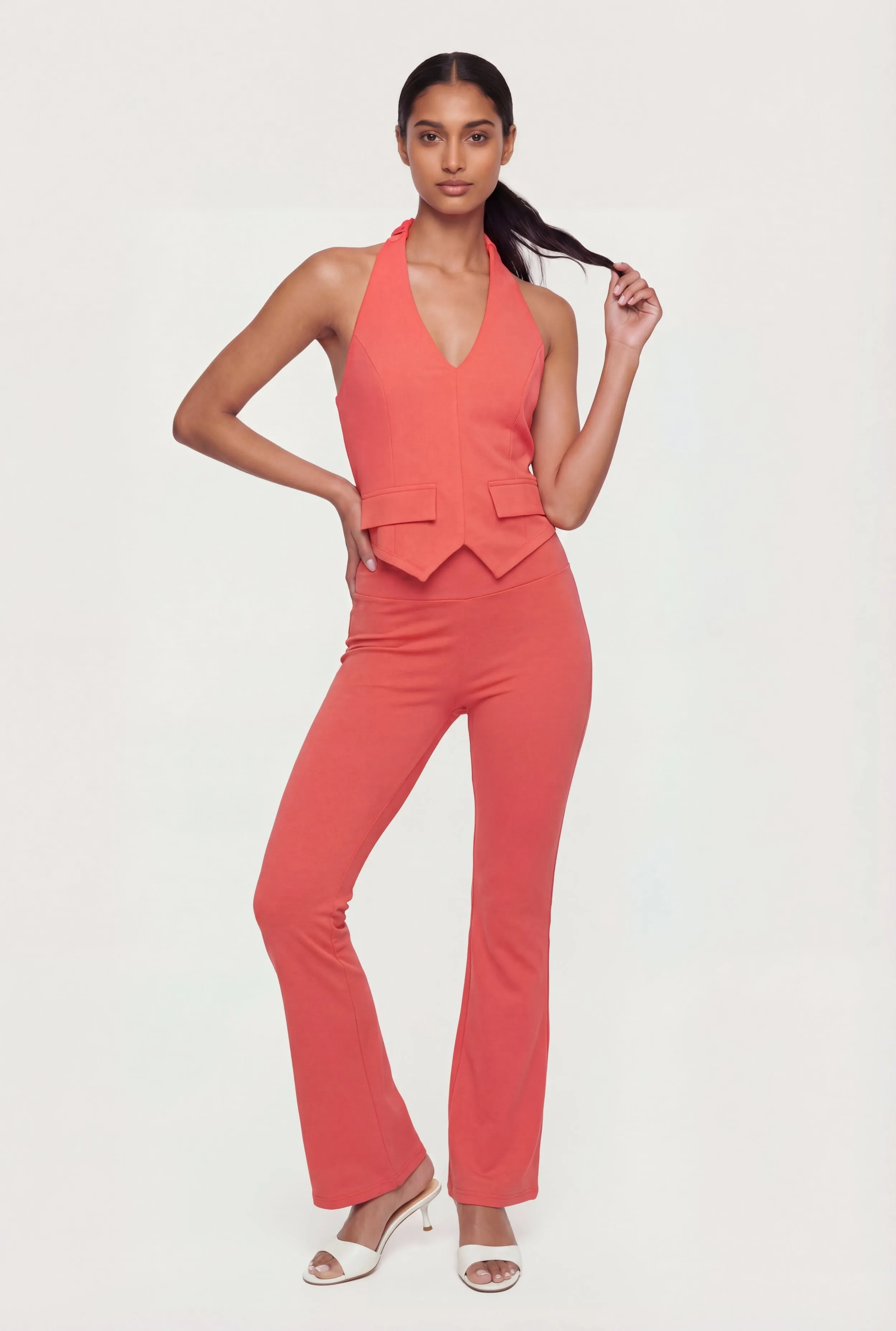 Elastic Halter Neck Flap Pocket Pintuck Detail Blouse sold by Rainbow product image thumbnail 2