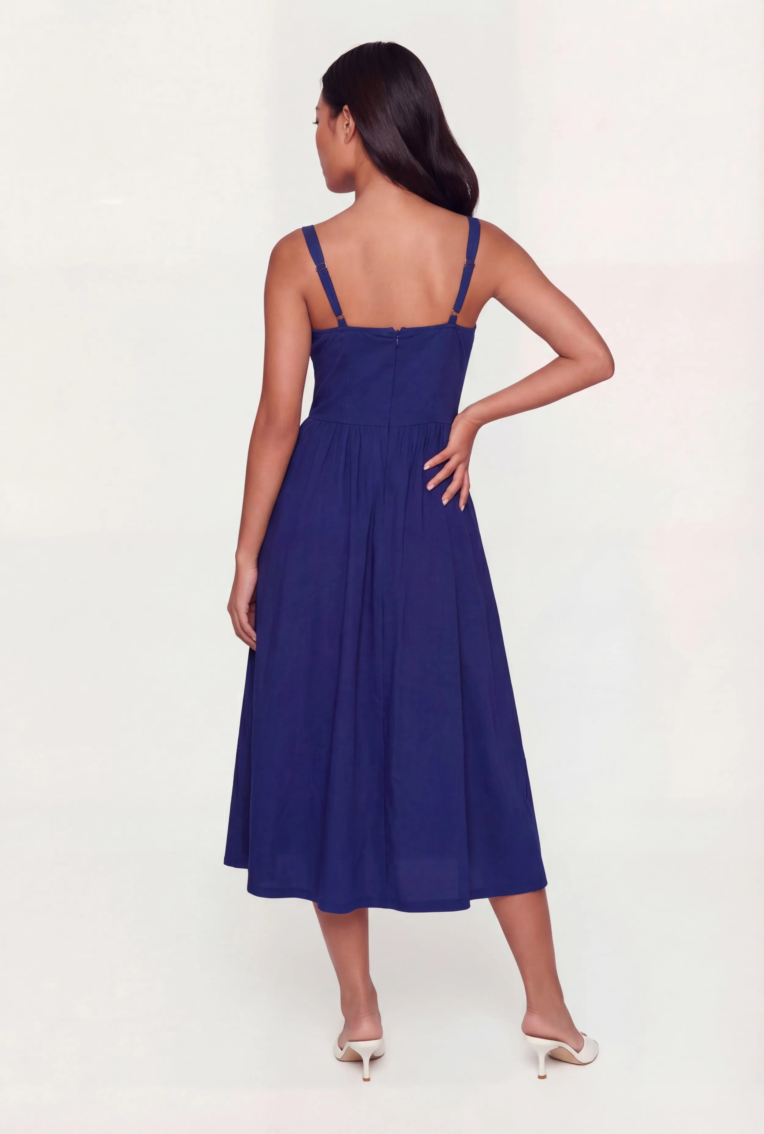 Lace Corset Detail Side Slit Midi Dress sold by Rainbow product image thumbnail 5