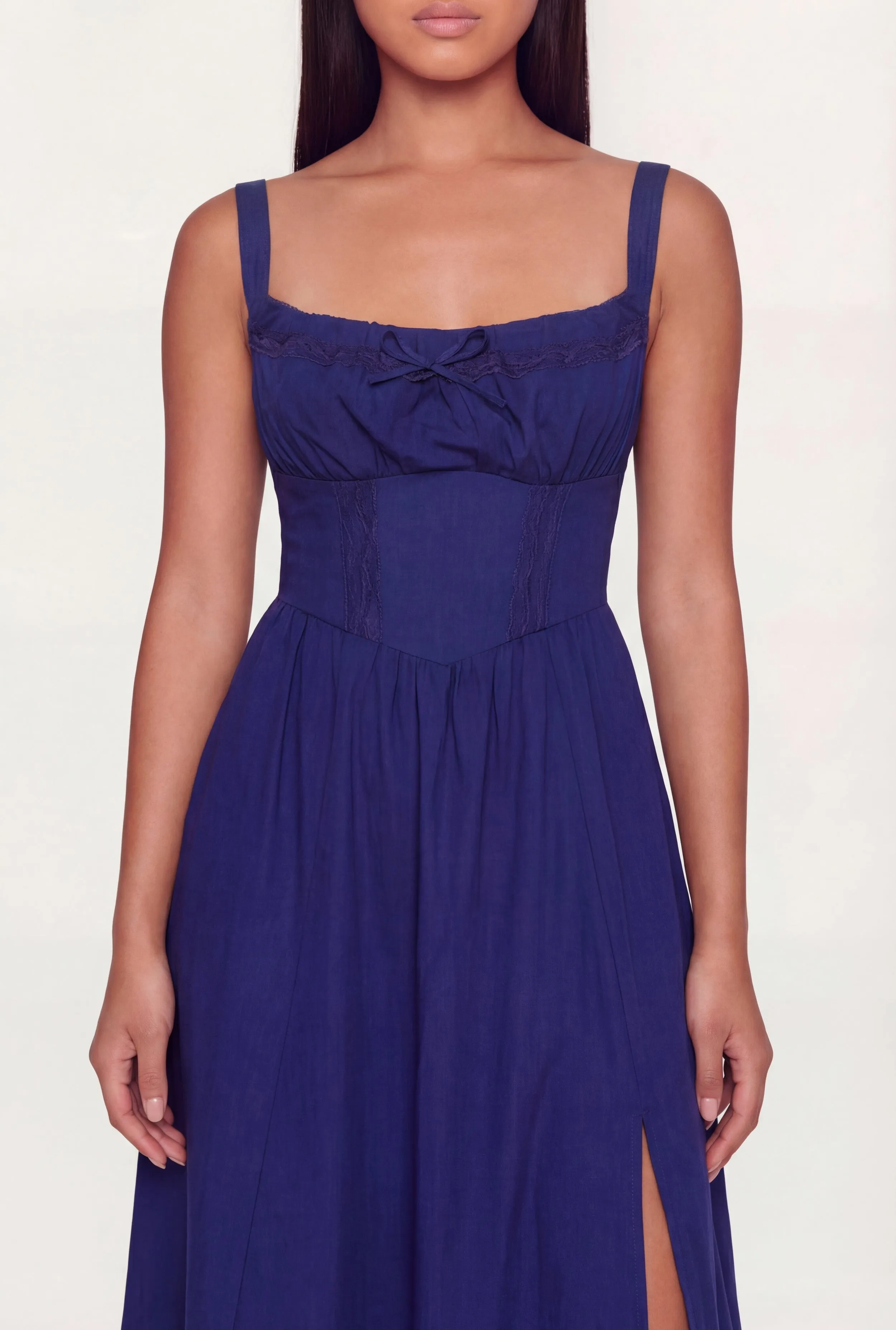 Lace Corset Detail Side Slit Midi Dress sold by Rainbow product image thumbnail 3