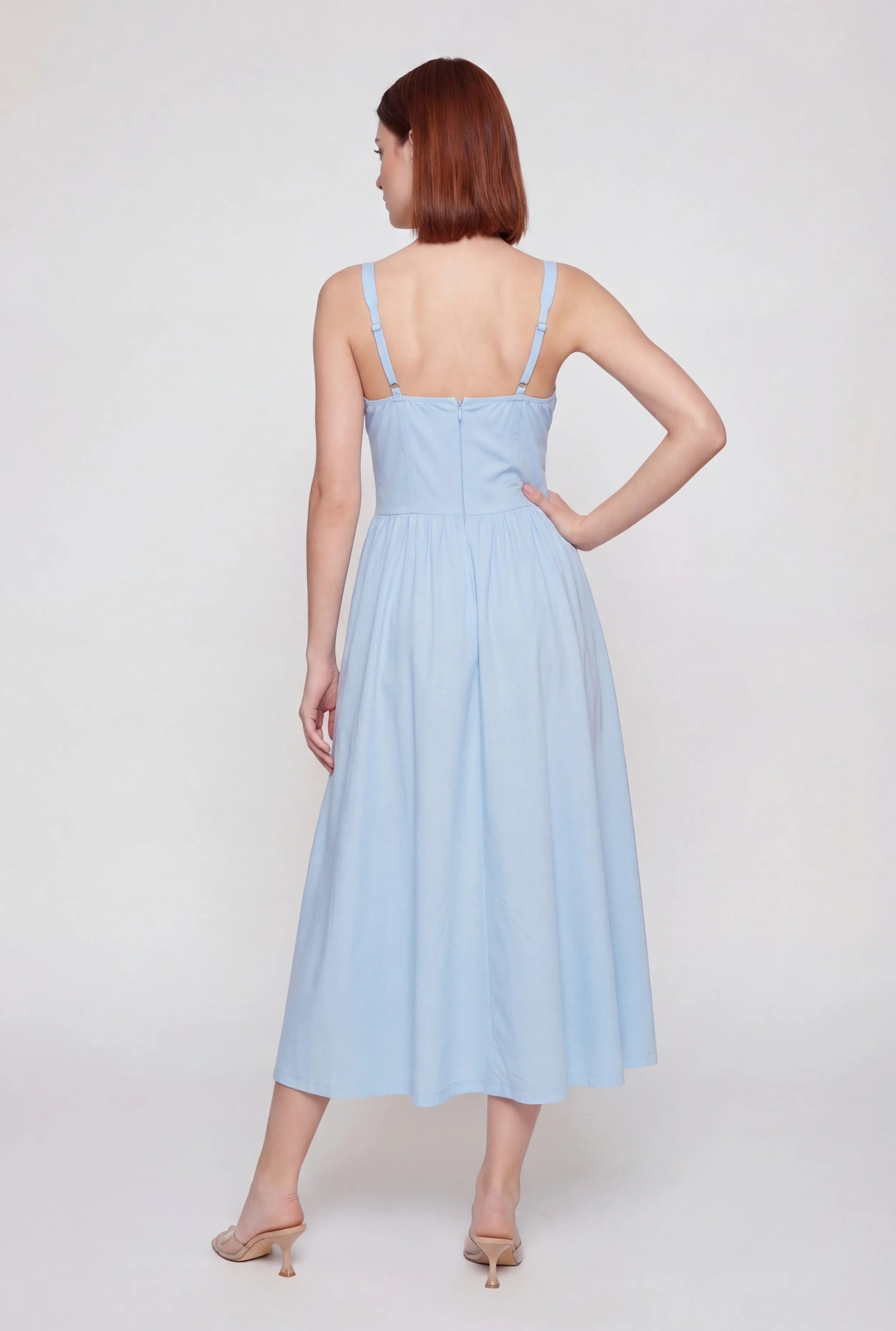 Lace Corset Detail Side Slit Midi Dress sold by Rainbow product image thumbnail 5