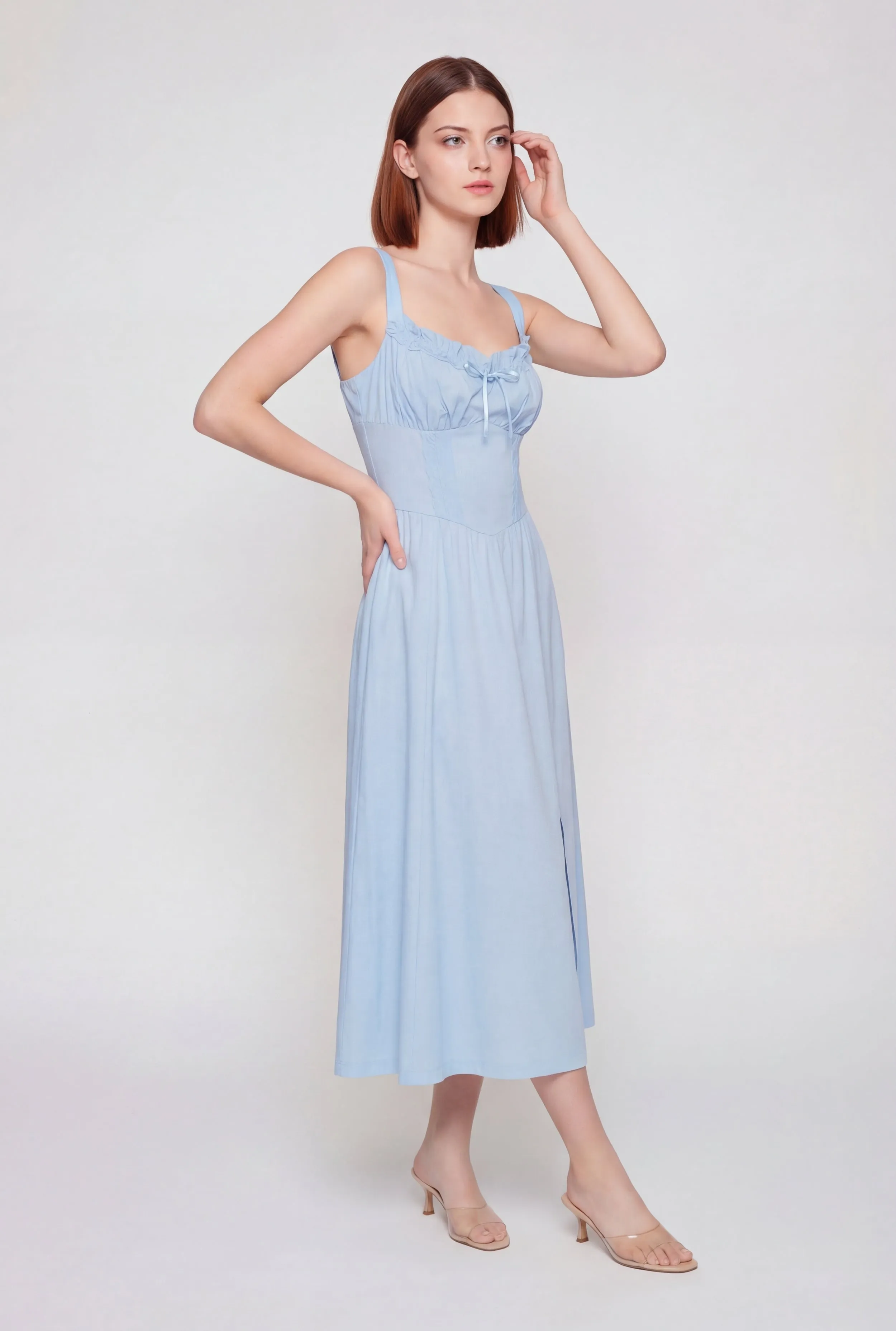 Lace Corset Detail Side Slit Midi Dress sold by Rainbow product image thumbnail 2