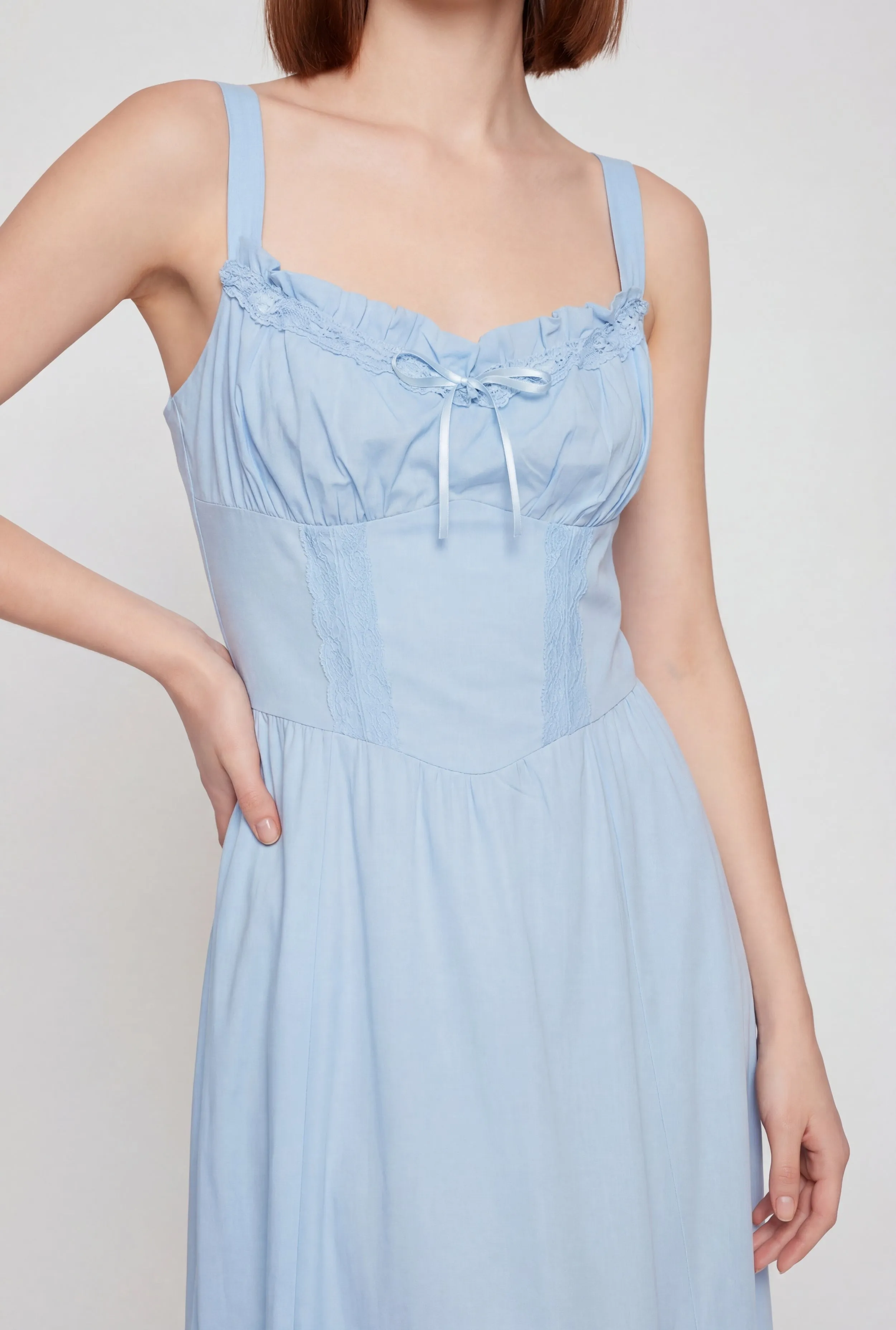 Lace Corset Detail Side Slit Midi Dress sold by Rainbow product image thumbnail 3