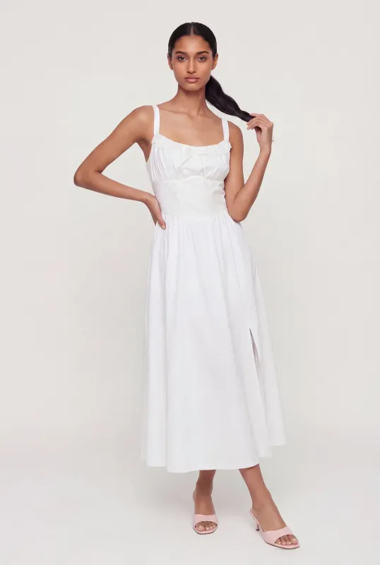Lace Corset Detail Side Slit Midi Dress made by iris