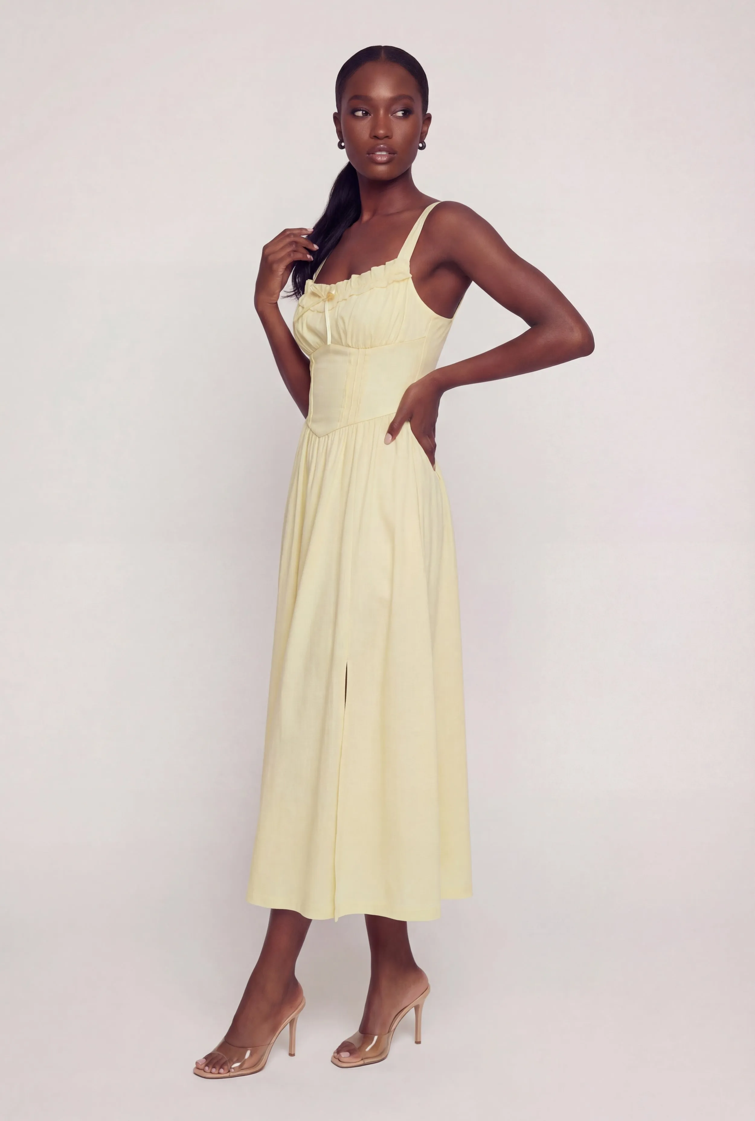 Lace Corset Detail Side Slit Midi Dress sold by Rainbow product image thumbnail 2
