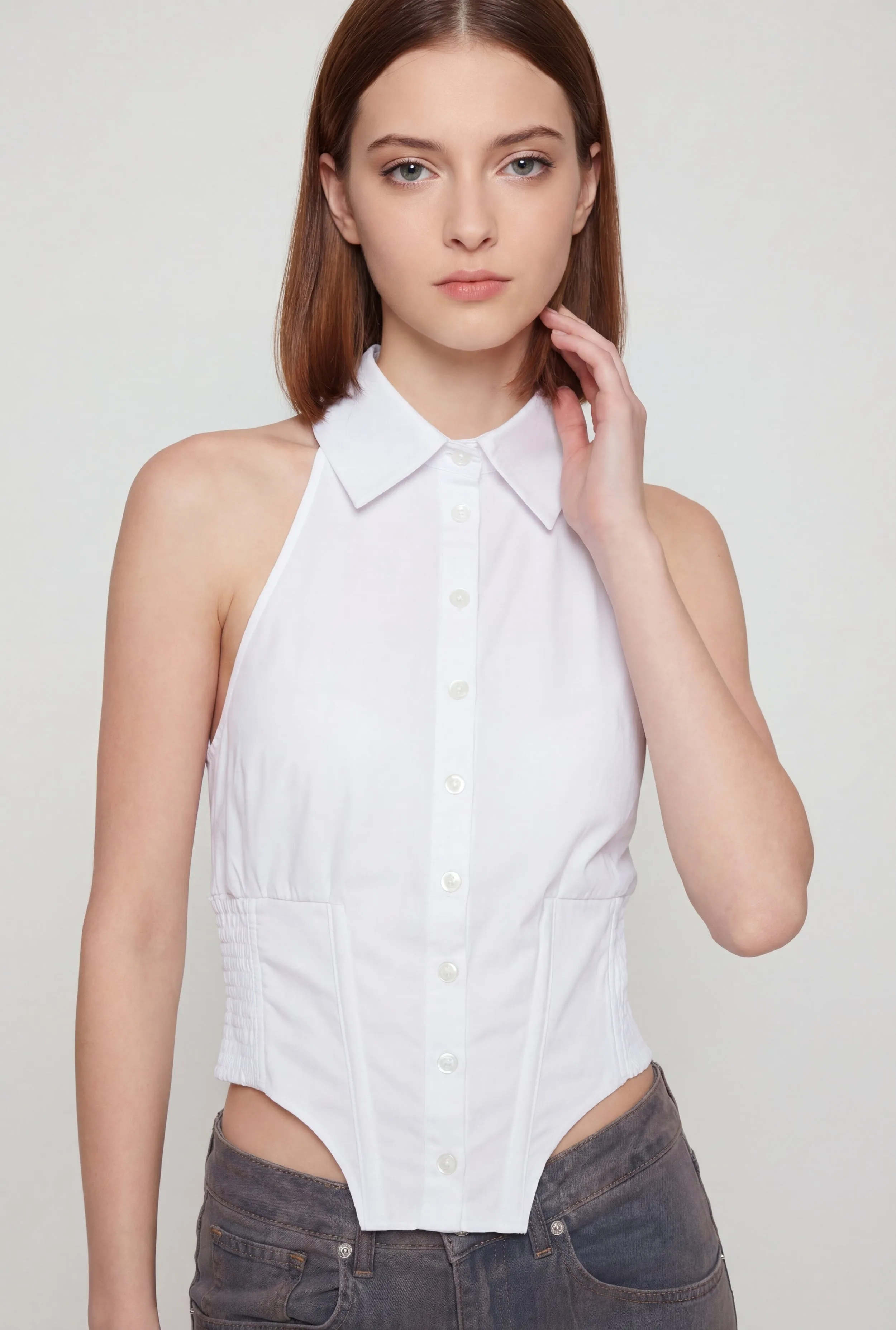 Smocked Waist Back Hater Button Front Top sold by Rainbow product image thumbnail 2