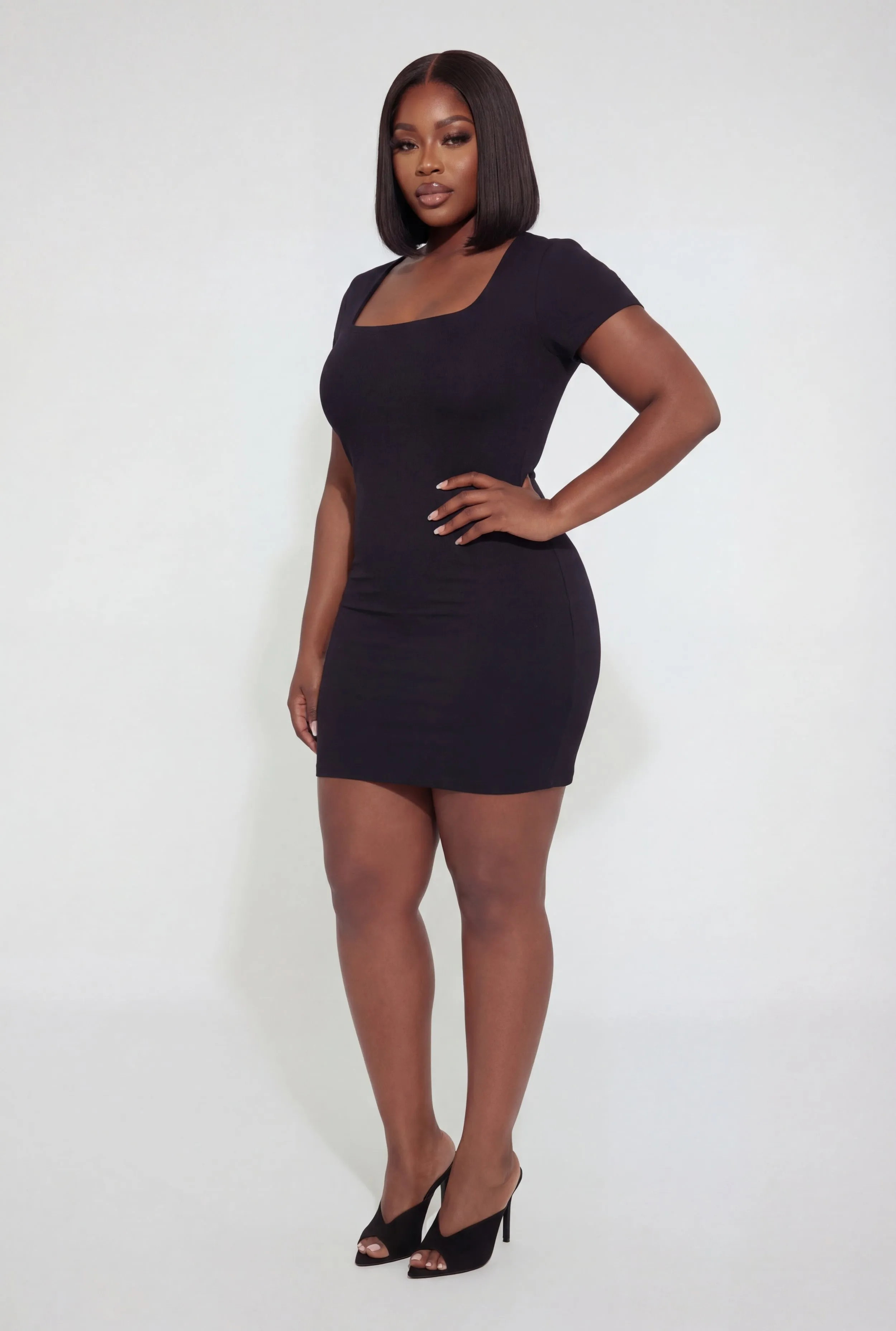 Plus Size Double Layered Square Neck Mini Dress sold by Rainbow product image thumbnail 2