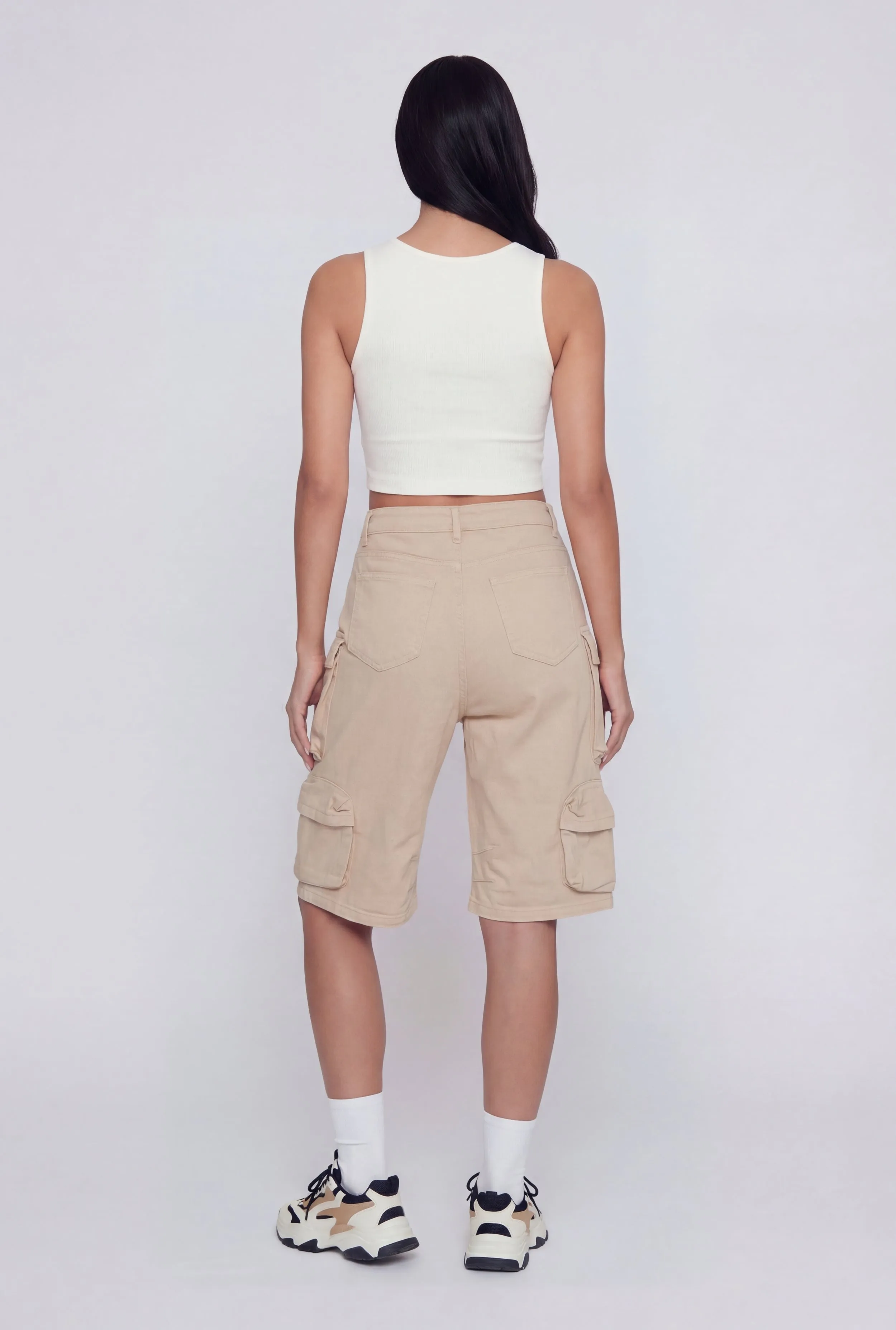 Denim High Waisted Cargo Bermuda Shorts sold by Rainbow product image thumbnail 5