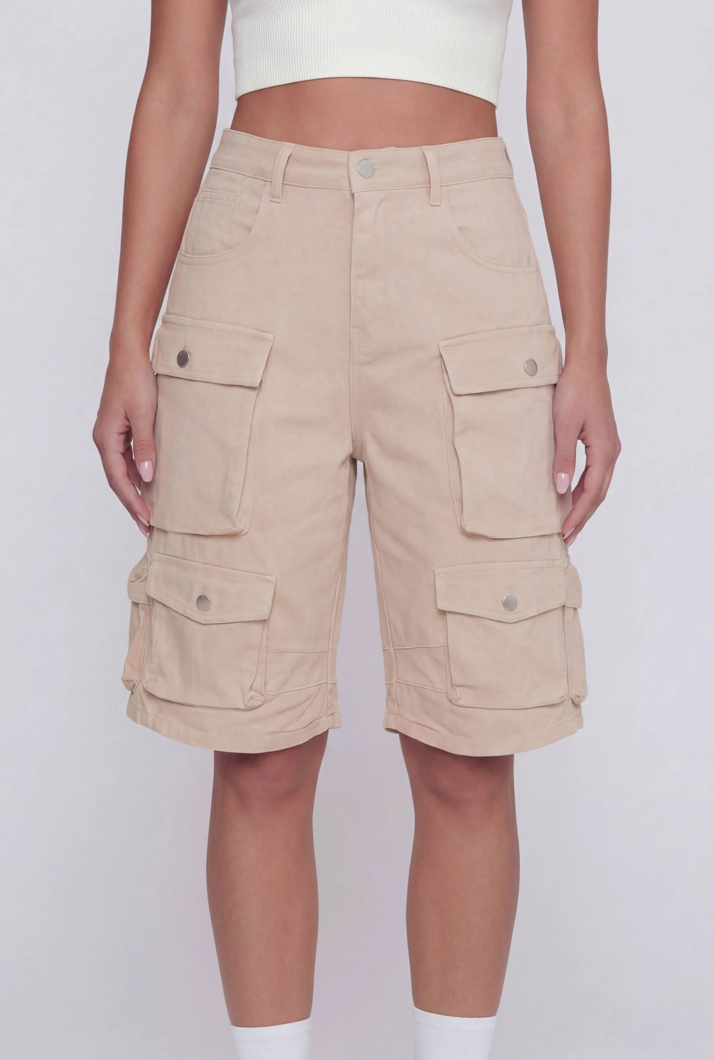 Denim High Waisted Cargo Bermuda Shorts sold by Rainbow product image thumbnail 3