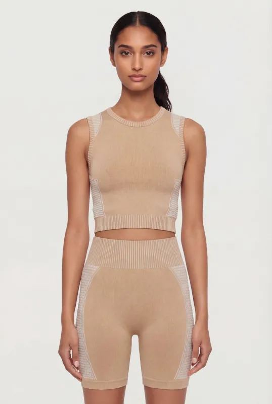 Seamless Stripe Detail Laser Cut Crop Top made by Rainbow