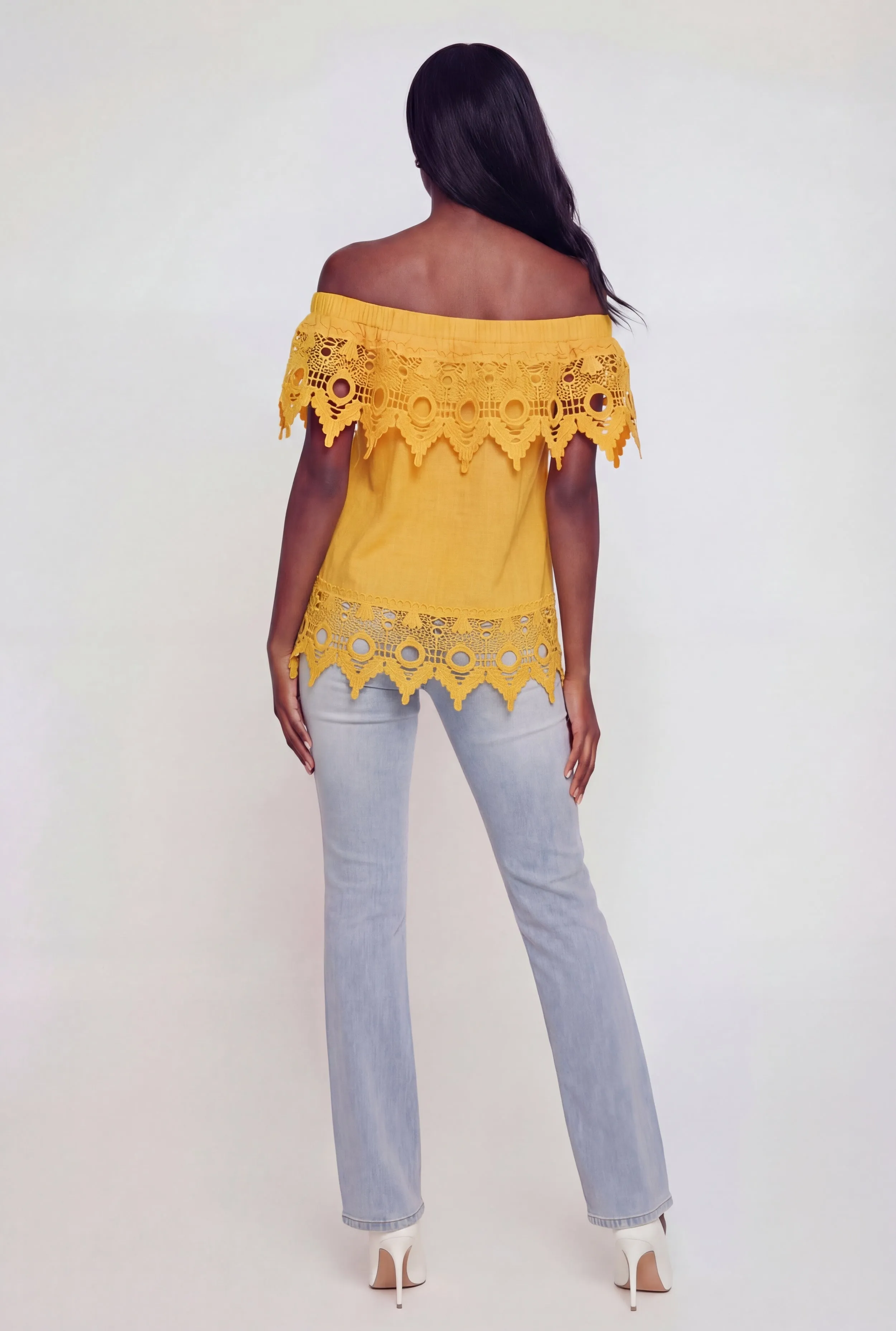 Crochet Detail Fold Over Off The Shoulder Top sold by Rainbow product image thumbnail 5