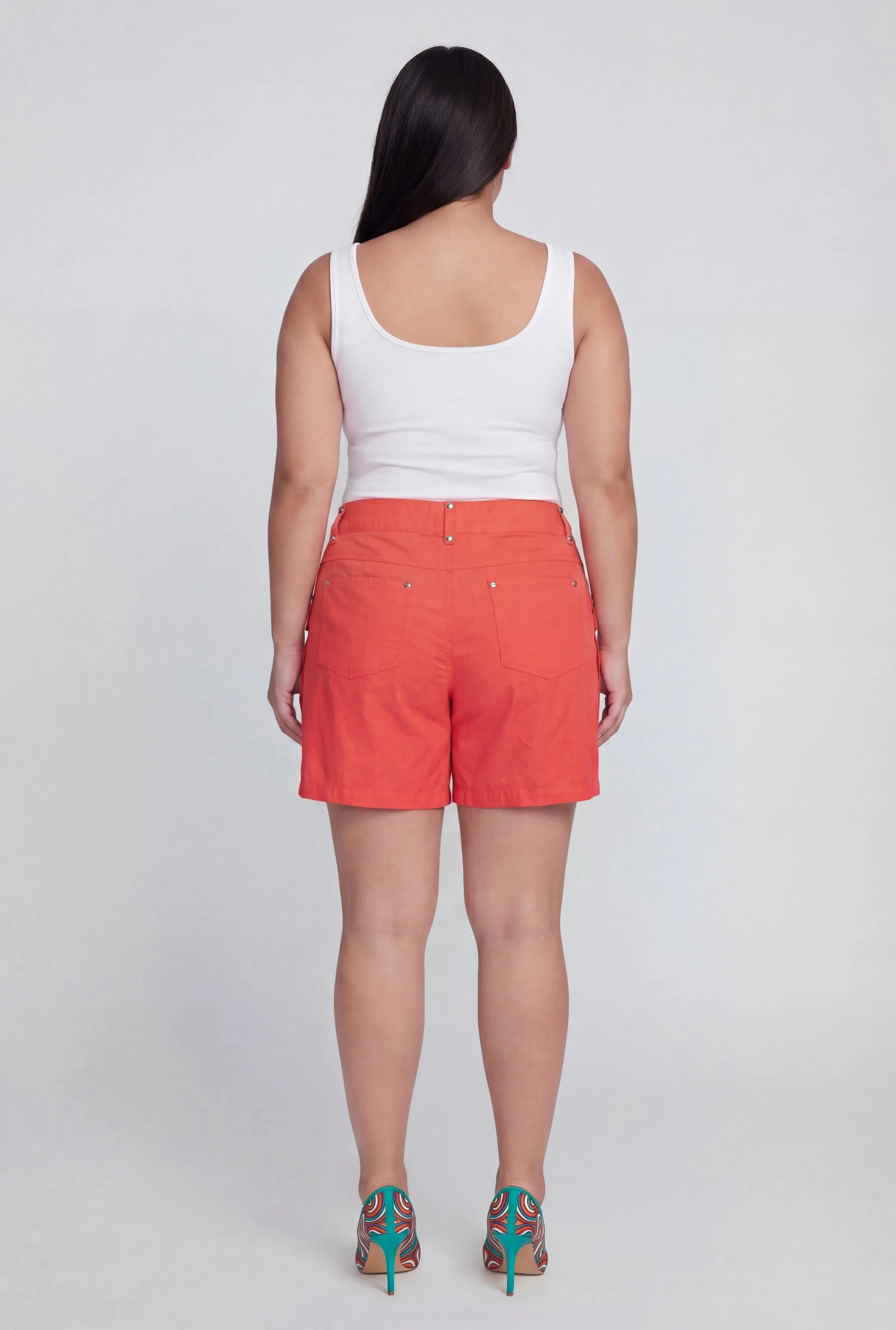 Plus Size High Waisted Stretch Cargo Shorts sold by Rainbow product image thumbnail 5