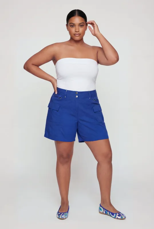 Plus Size High Waisted Stretch Cargo Shorts made by Rainbow