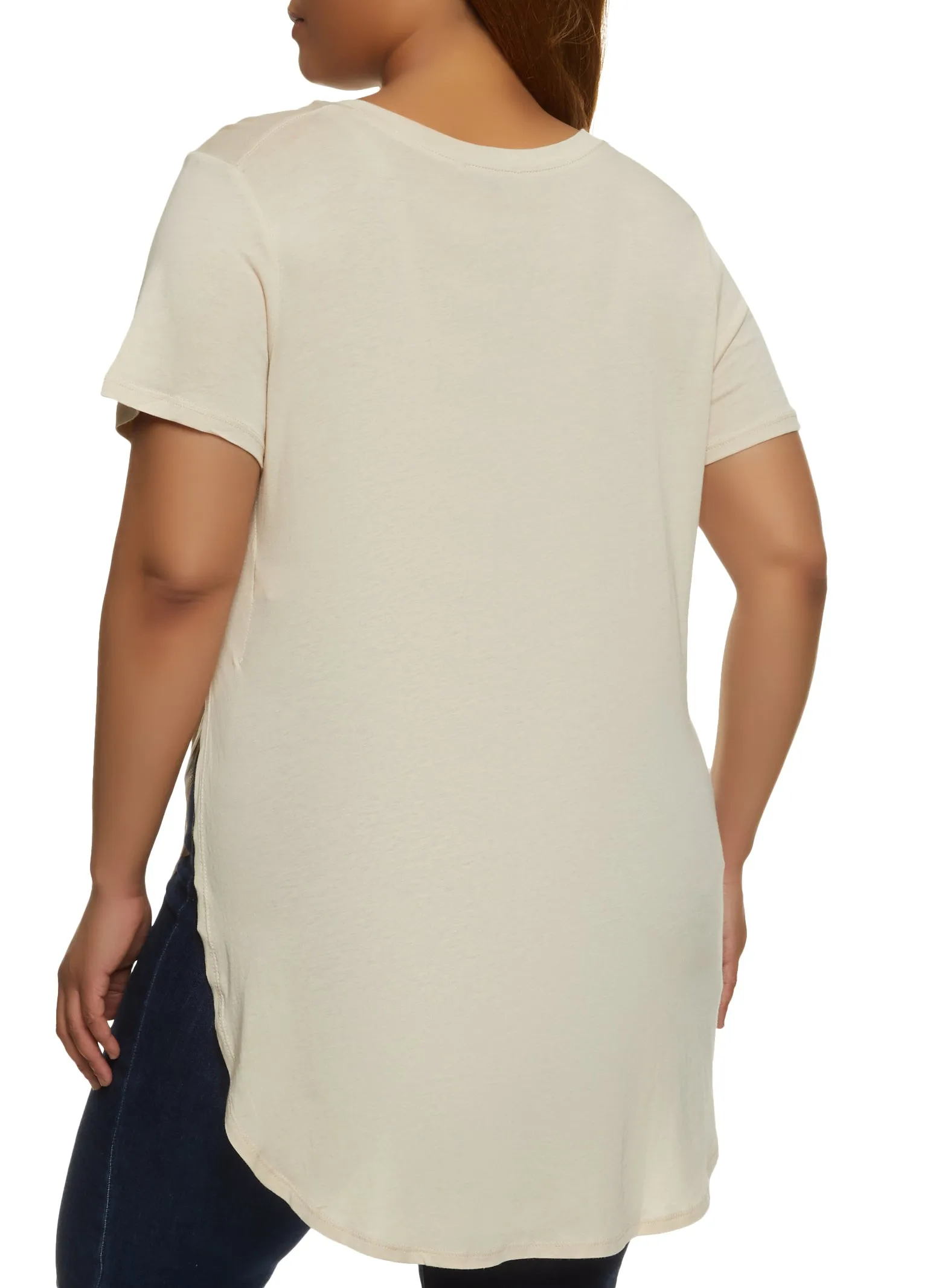 Plus Size Basic Split Hem Tee sold by Rainbow product image thumbnail 2