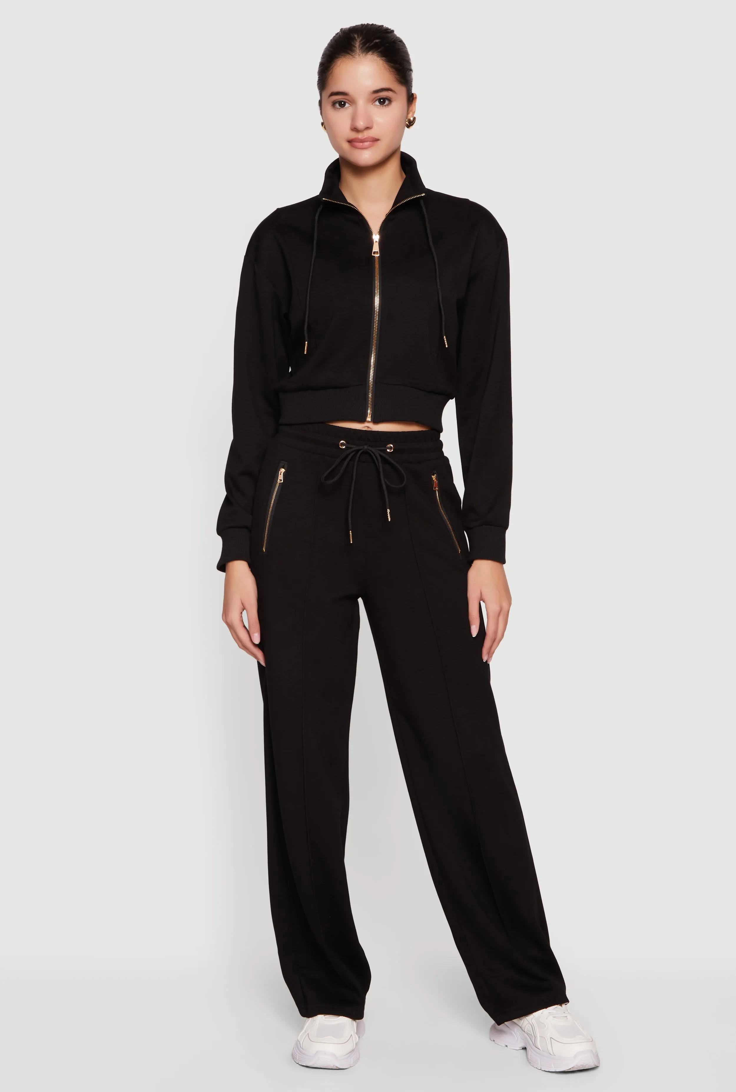 Drawstring Mock Neck Zip Front Track Jacket sold by Rainbow product image thumbnail 2