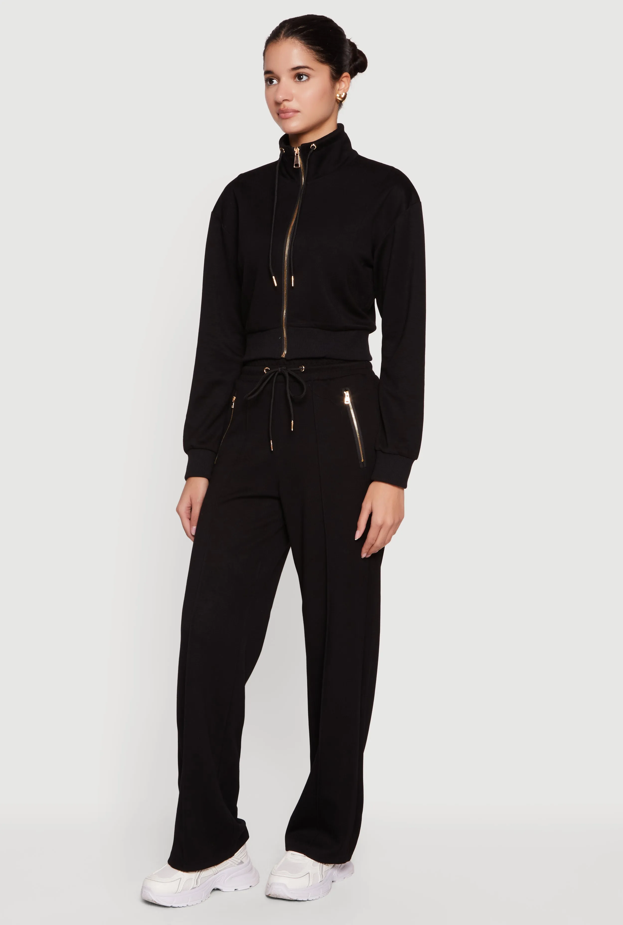 Drawstring Mock Neck Zip Front Track Jacket sold by Rainbow product image thumbnail 3