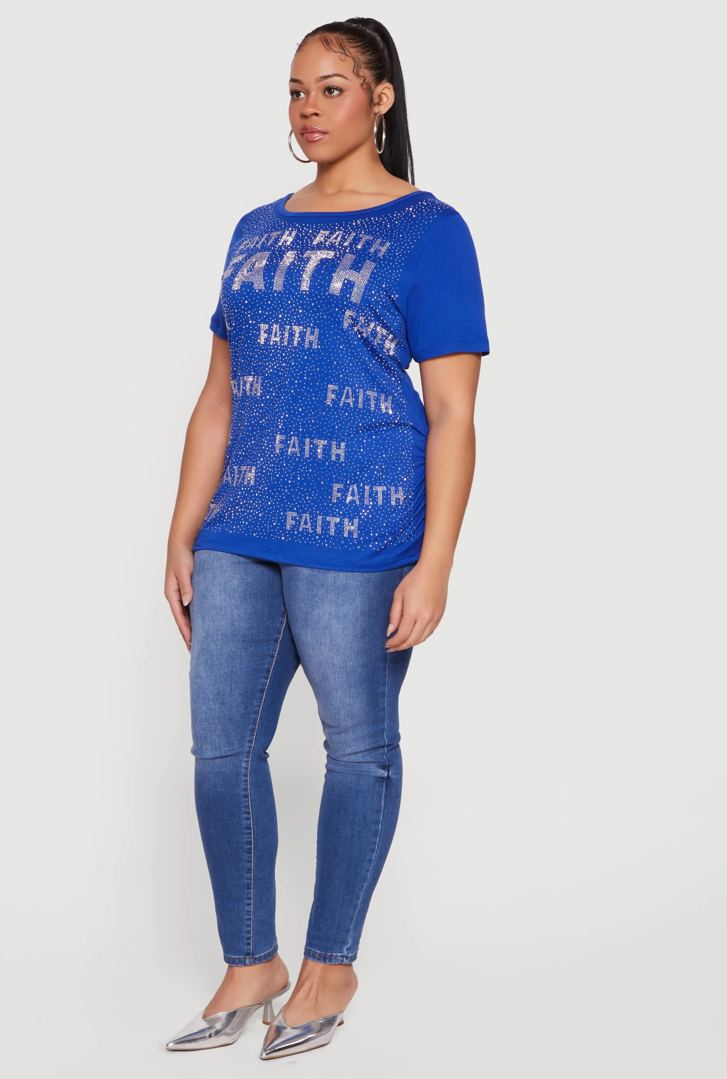 Plus Size Rhinestone Faith Graphic Tee sold by Rainbow product image thumbnail 3