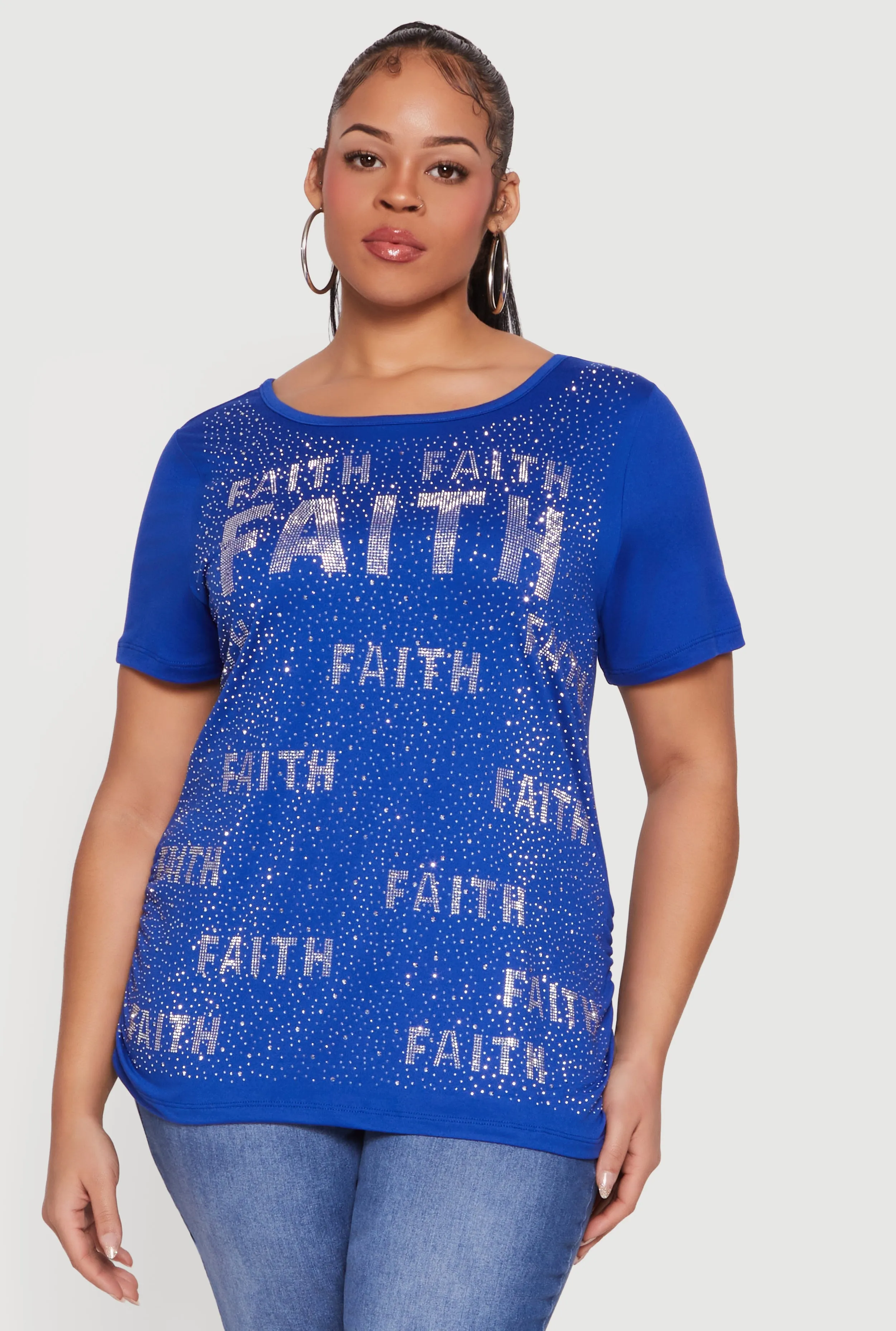 Plus Size Rhinestone Faith Graphic Tee sold by Rainbow product image thumbnail 2