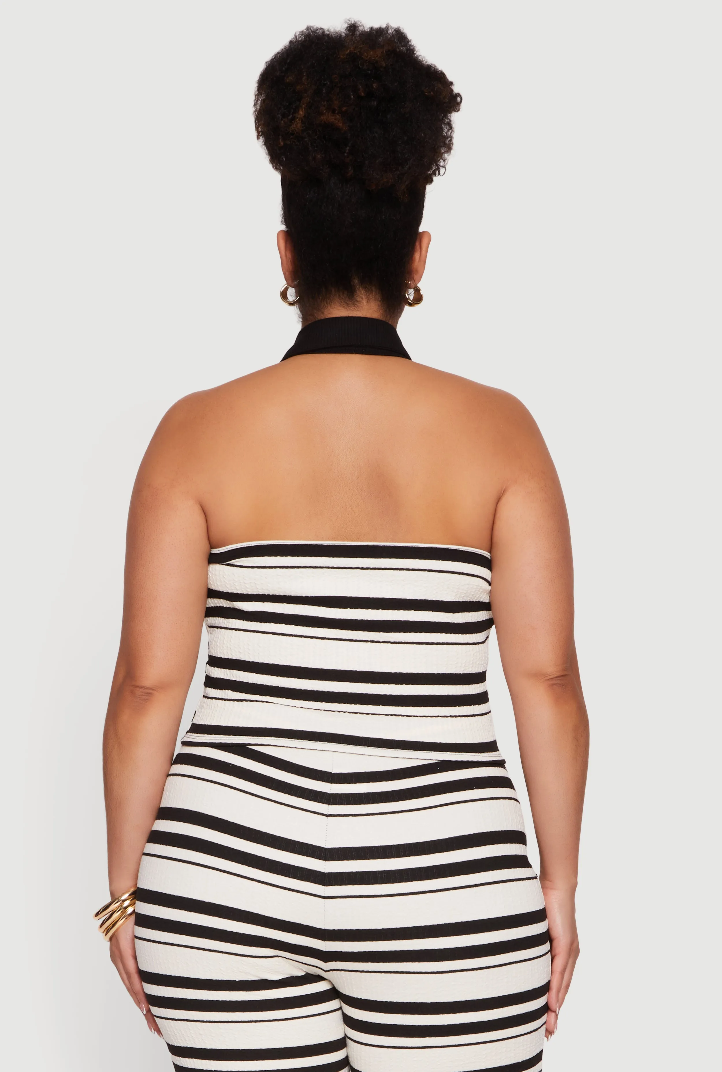 Plus Size Striped Button Front Halter Top sold by Rainbow product image thumbnail 5