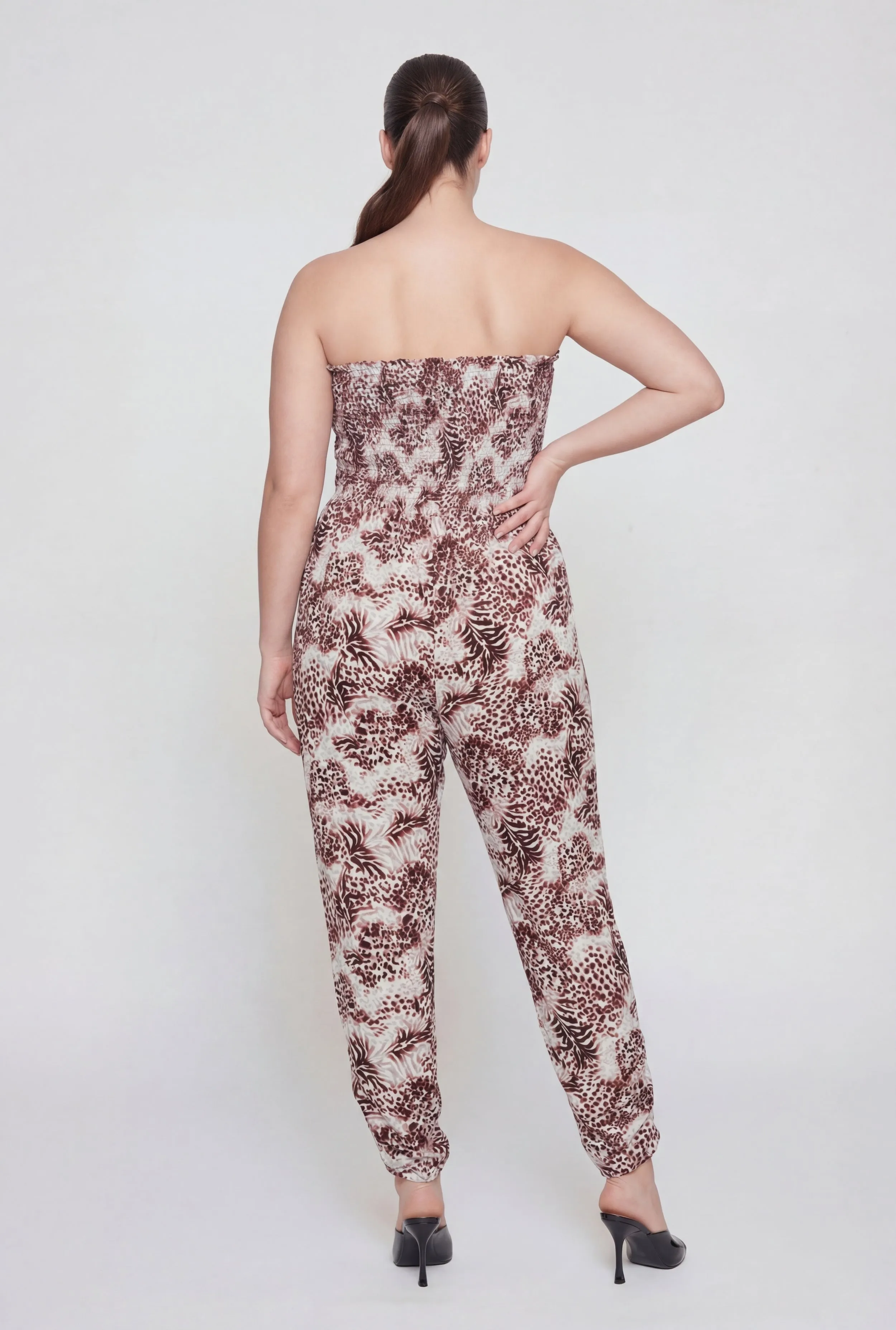 Plus Size Animal Print Smocked Tube Jumpsuit sold by Rainbow product image thumbnail 3