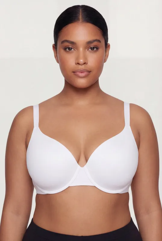Plus Size Seamless Back Underwire Plunge Bra made by Rainbow