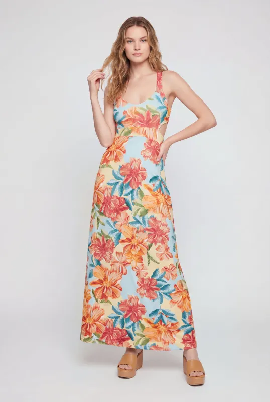 Floral Print Keyhole Detail Maxi Dress made by Rainbow