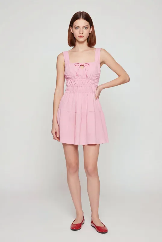 Crepe Knit Keyhole Detail Tiered Skater Dress made by Rainbow