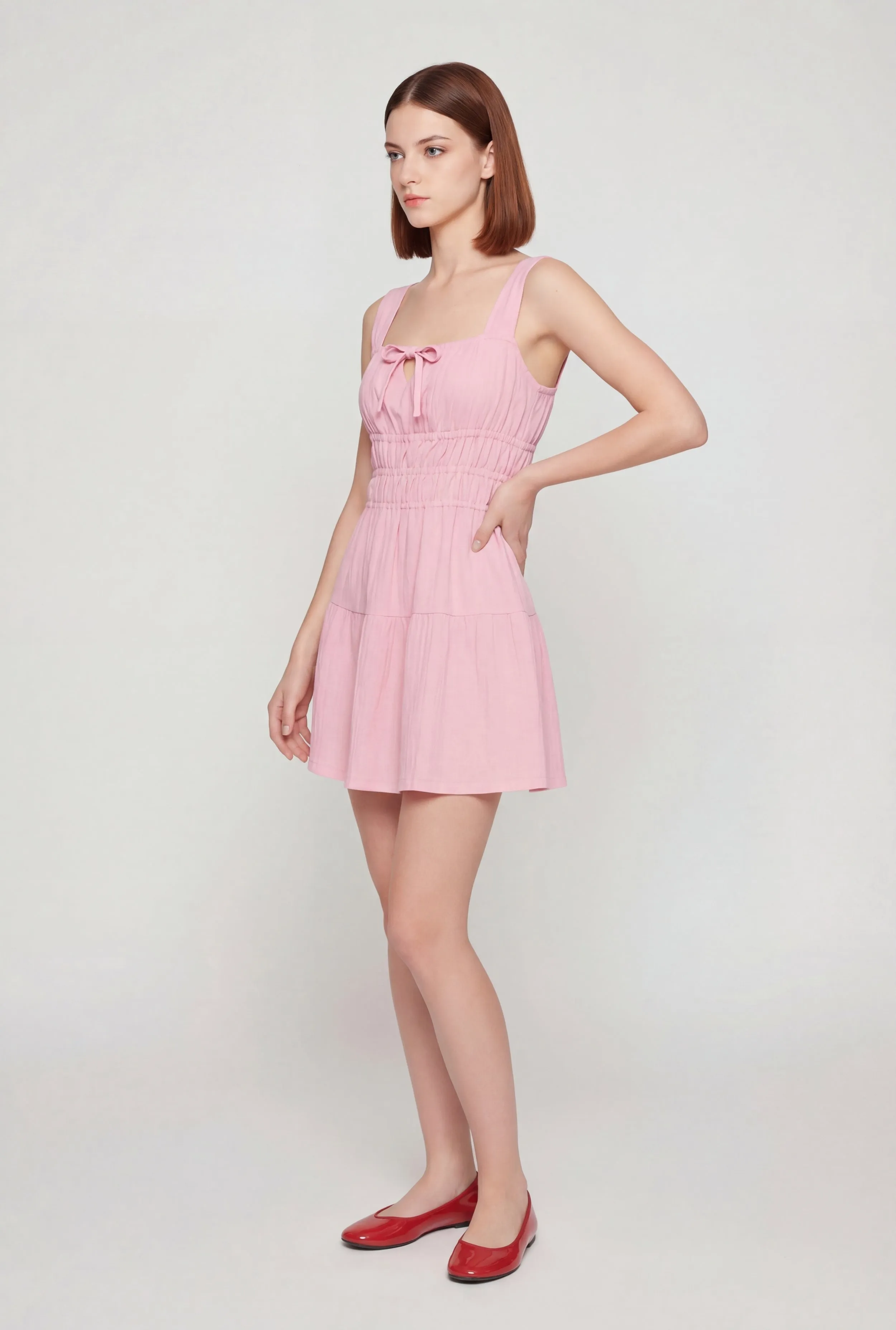 Crepe Knit Keyhole Detail Tiered Skater Dress sold by Rainbow product image thumbnail 2