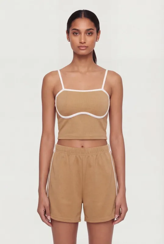 Contrast Trim Square Neckline Crop Top made by Rainbow