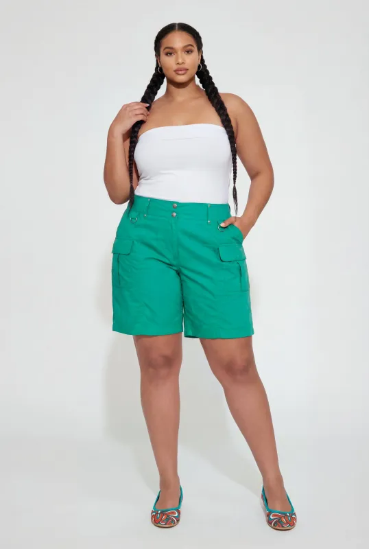Plus Size High Waisted Stretch Cargo Shorts made by Rainbow