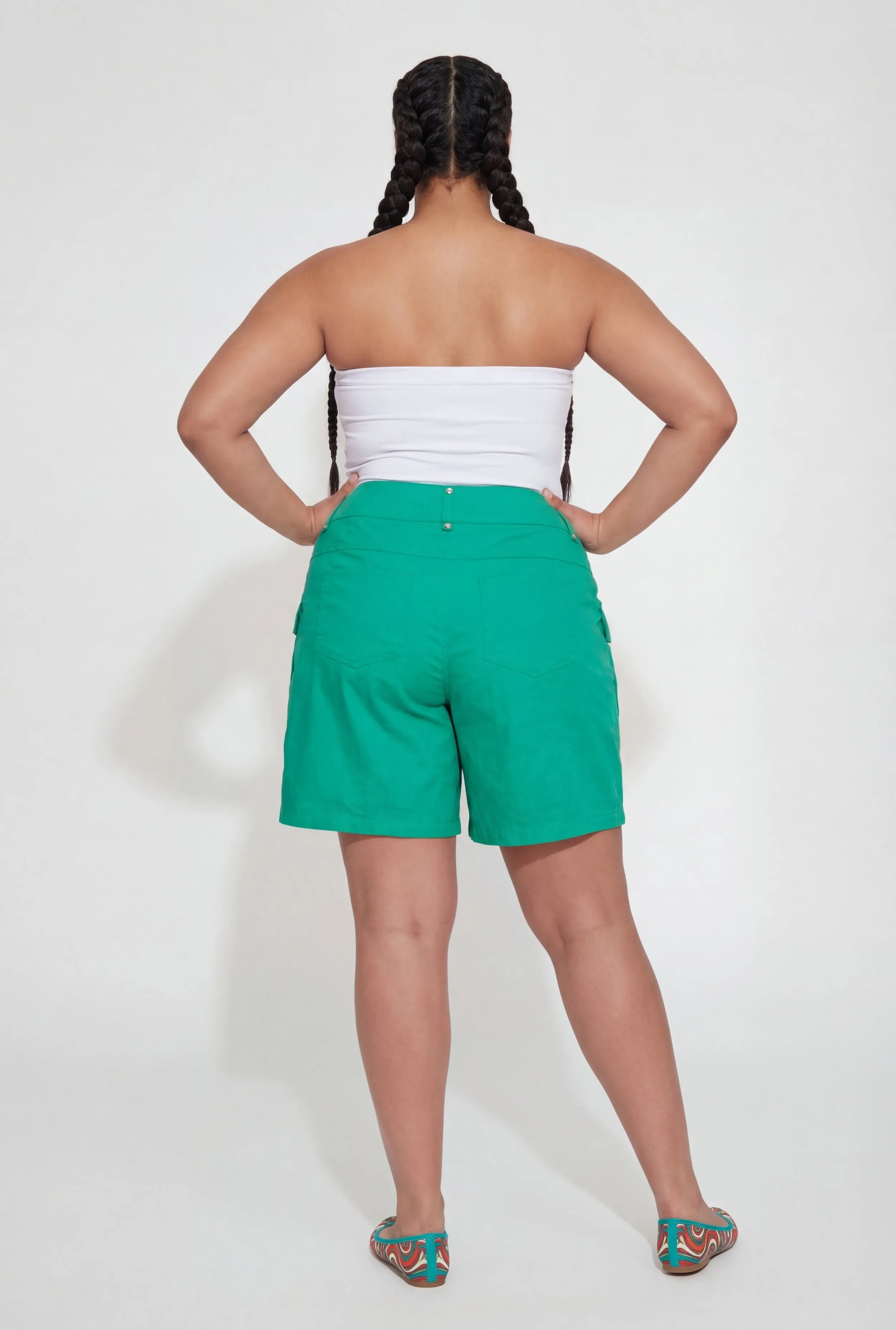 Plus Size High Waisted Stretch Cargo Shorts sold by Rainbow product image thumbnail 5