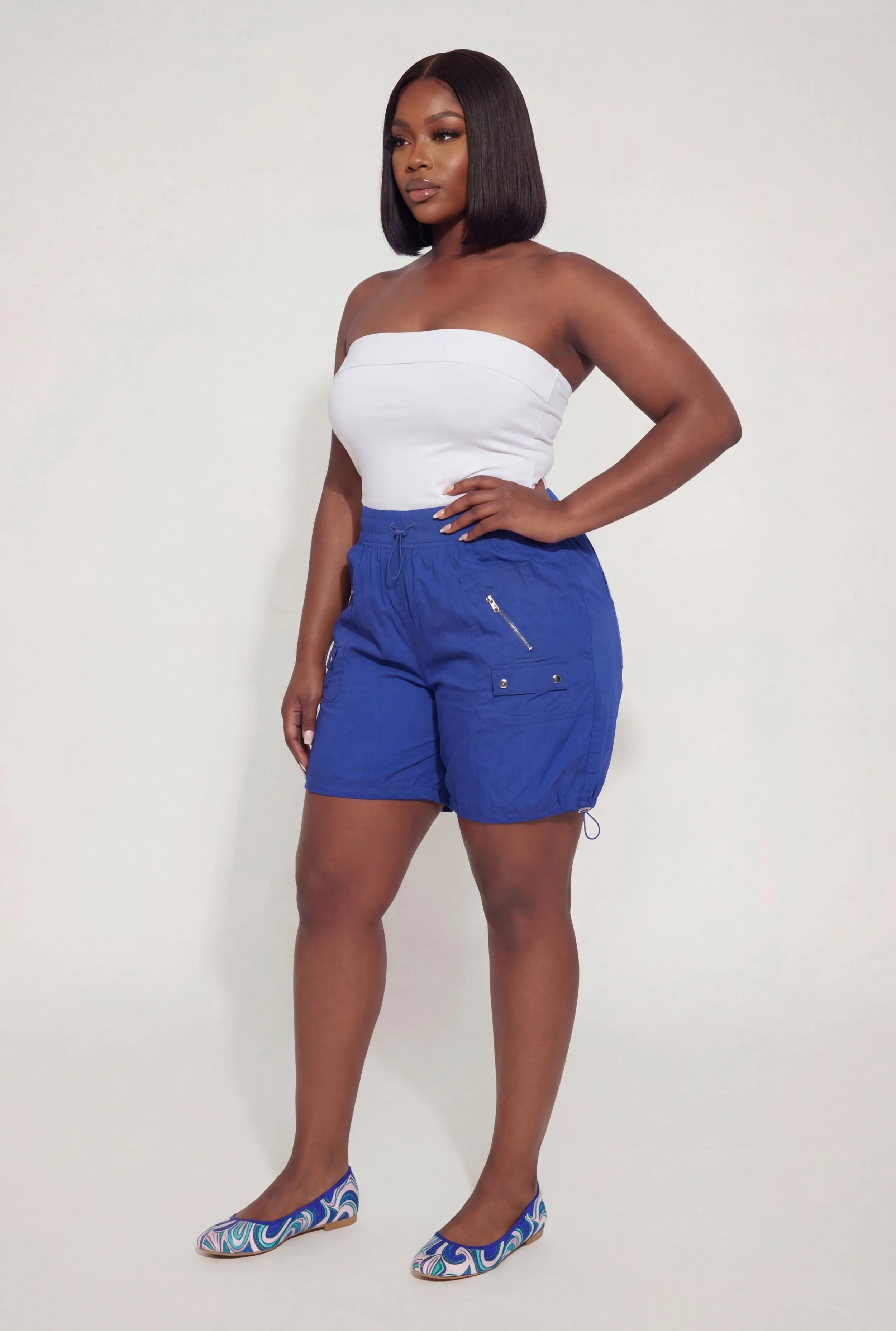 Plus Size Poplin Toggle Drawstring Waist Shorts sold by Rainbow product image thumbnail 2