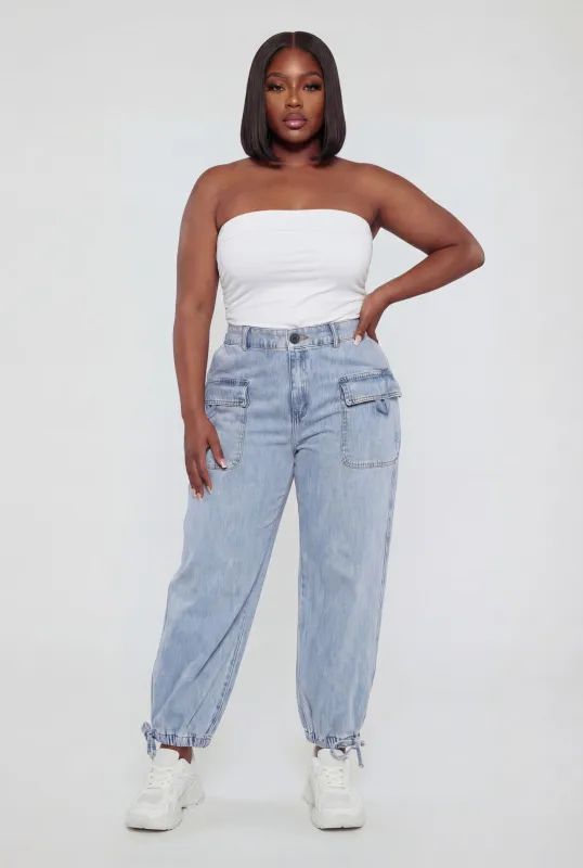 Plus Size Almost Famous Denim Cargo Joggers made by Almost Famous