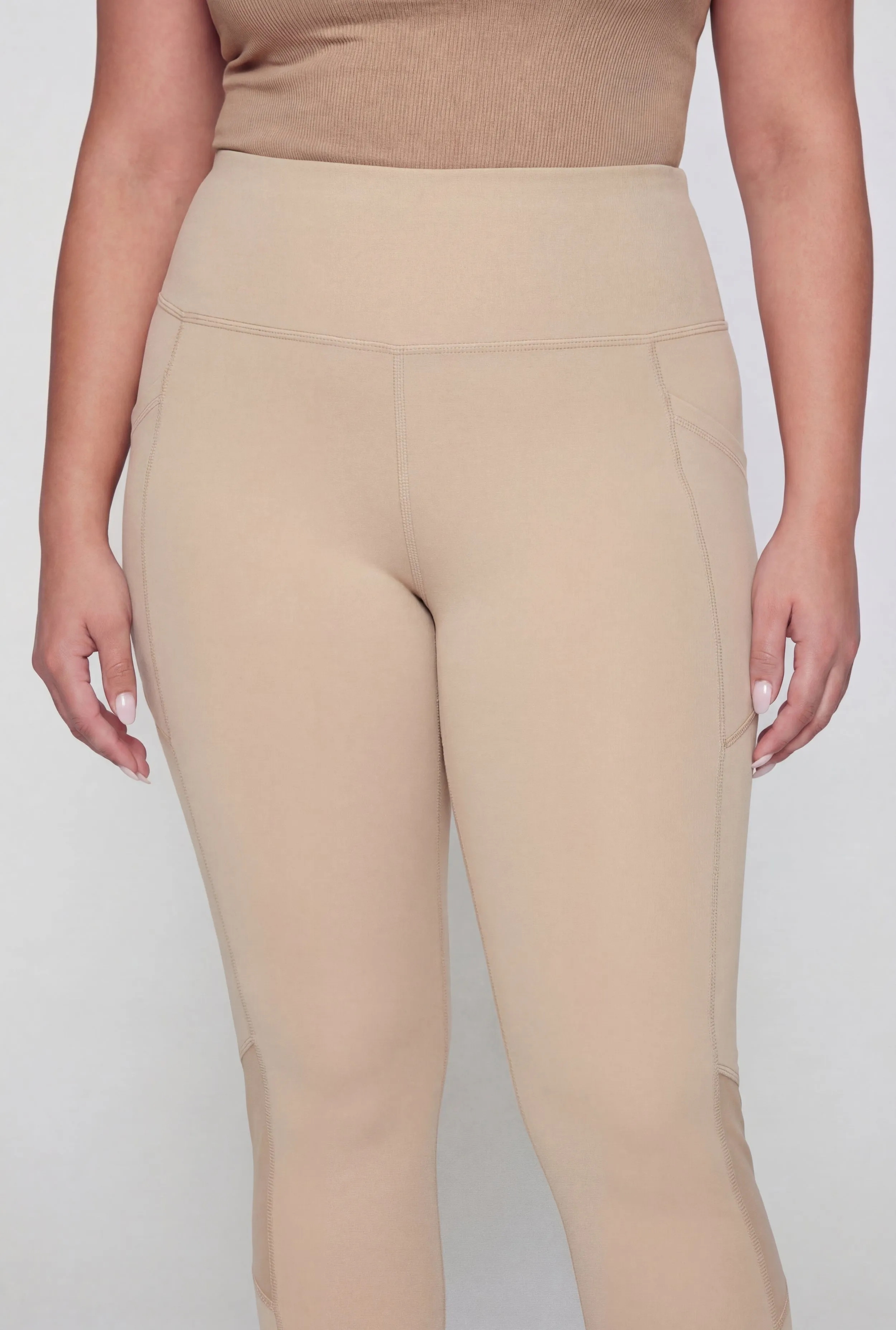 Plus Size Mesh Detail Cropped Leggings with Side Pockets sold by Rainbow product image thumbnail 3