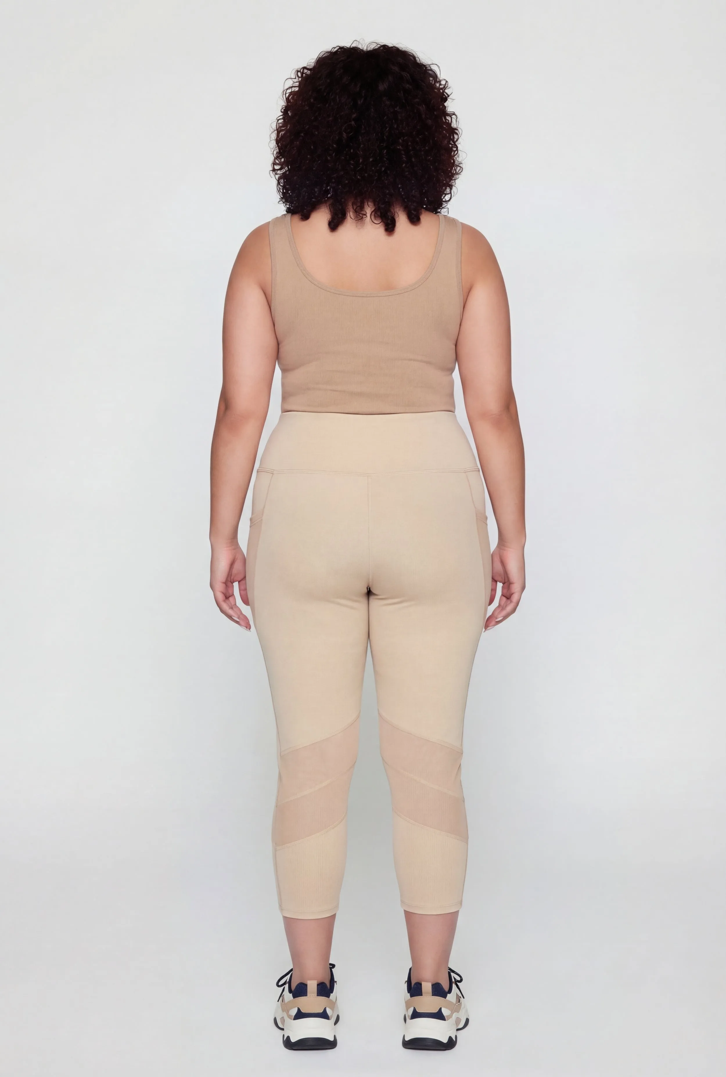 Plus Size Mesh Detail Cropped Leggings with Side Pockets sold by Rainbow product image thumbnail 5